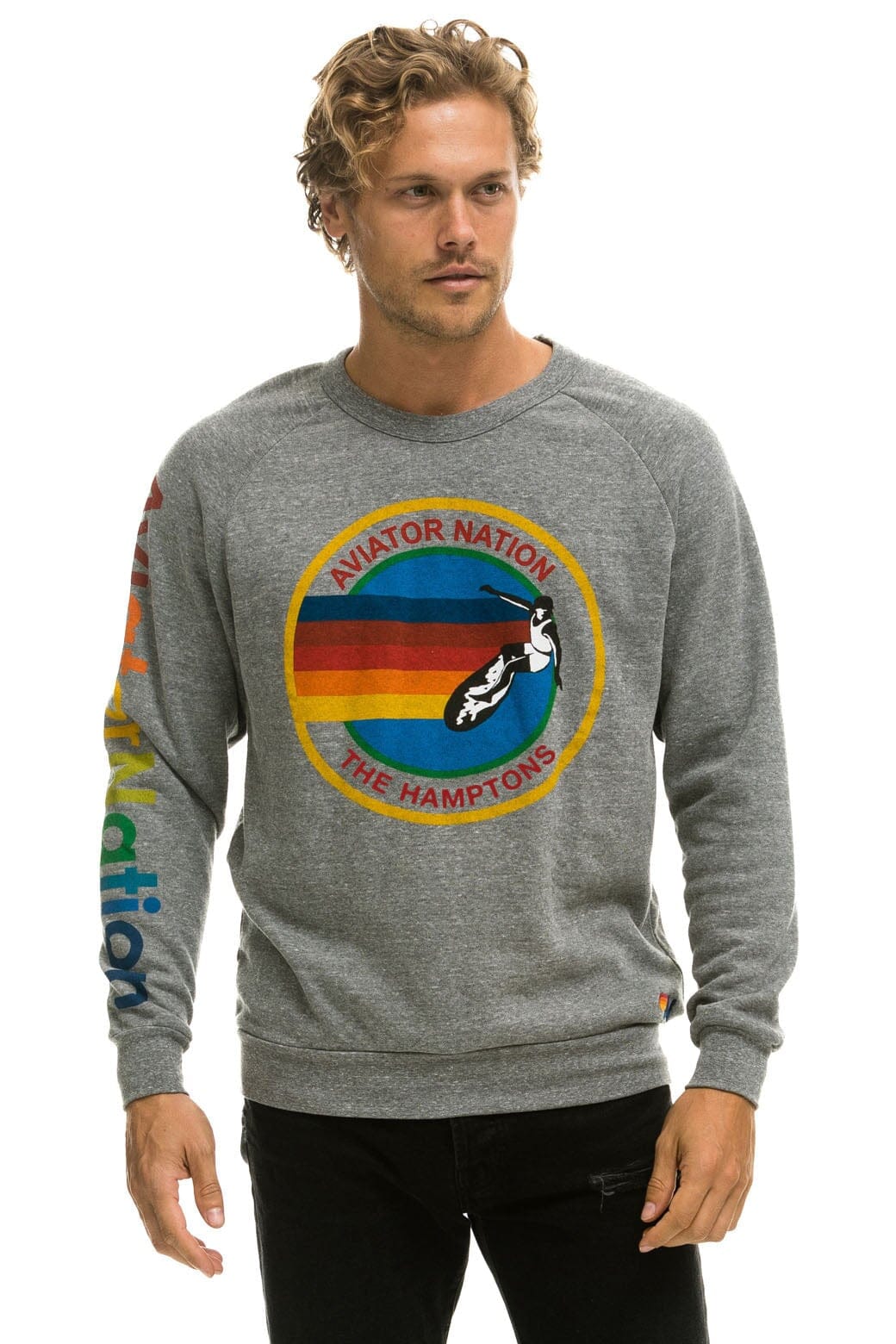 Classic AVIATOR NATION HAMPTONS CREW SWEATSHIRT - HEATHER
