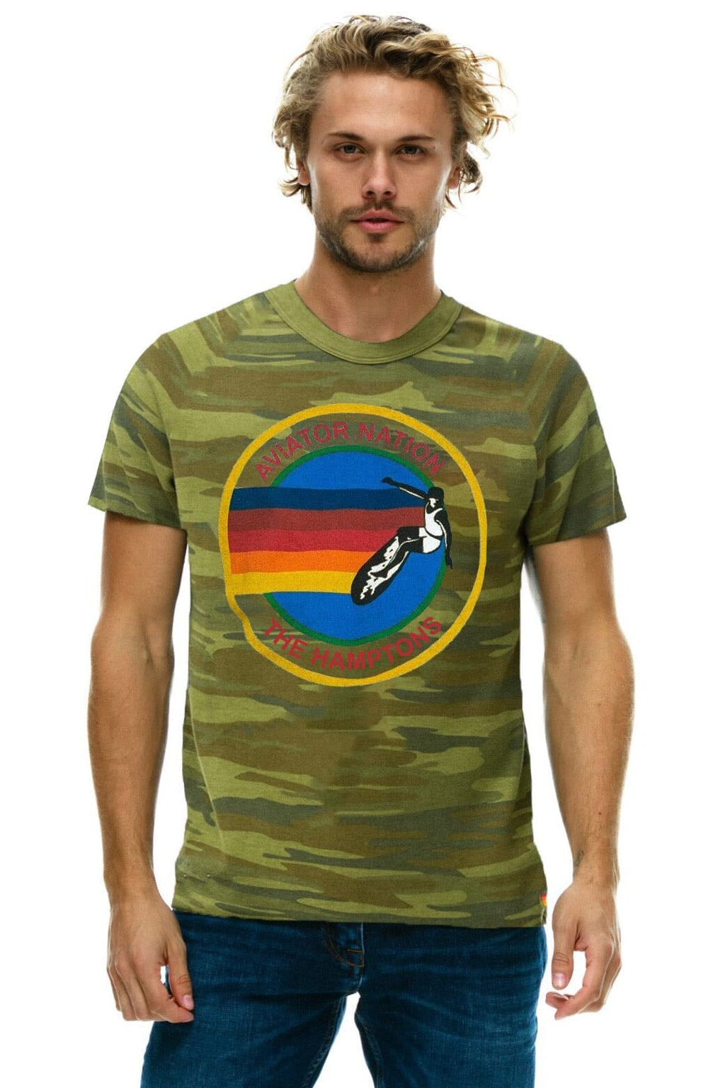 Classic AVIATOR NATION HAMPTONS UNISEX CREW TEE - CAMO