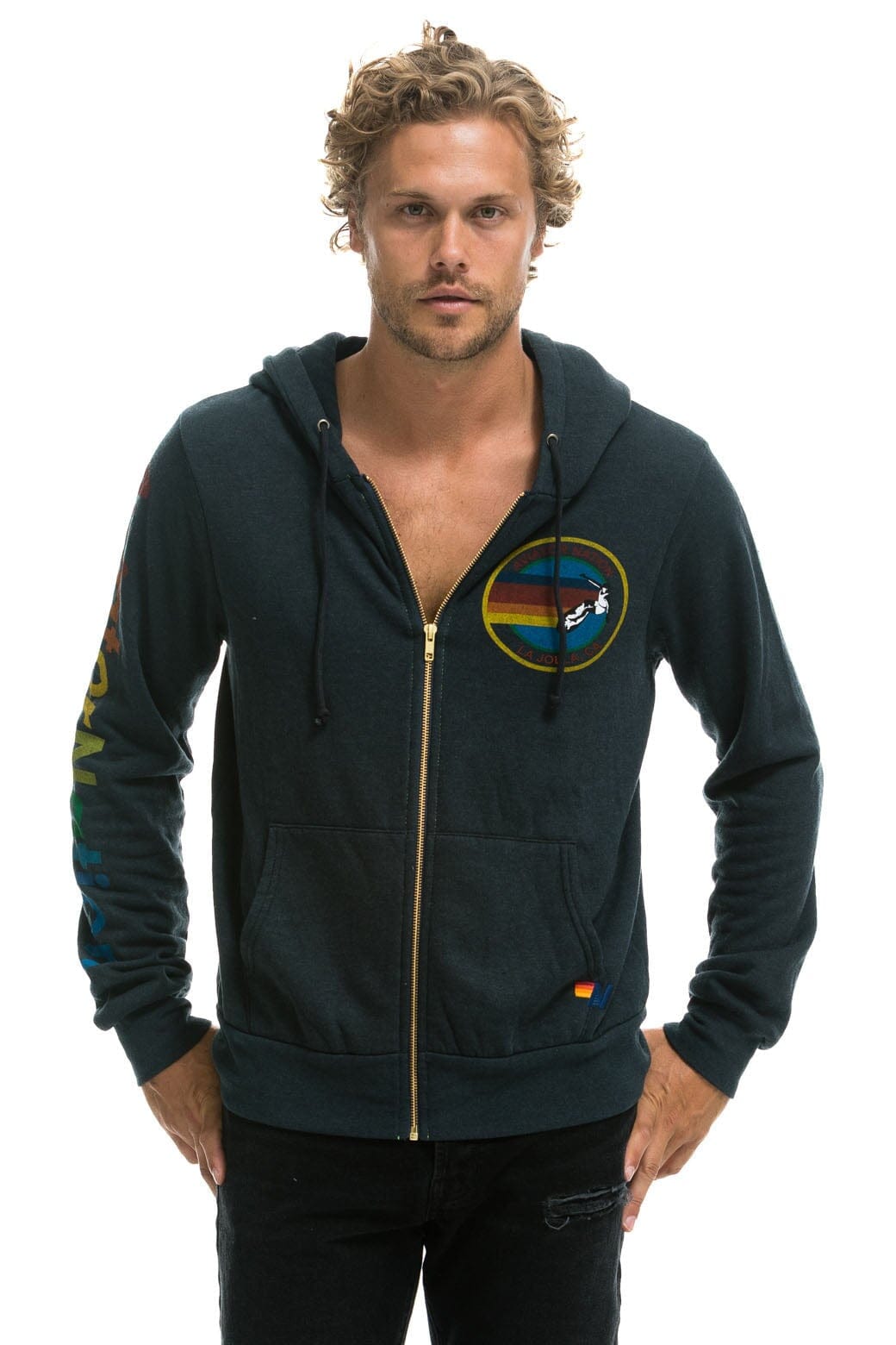 Classic AVIATOR NATION LA JOLLA ZIP HOODIE - CHARCOAL