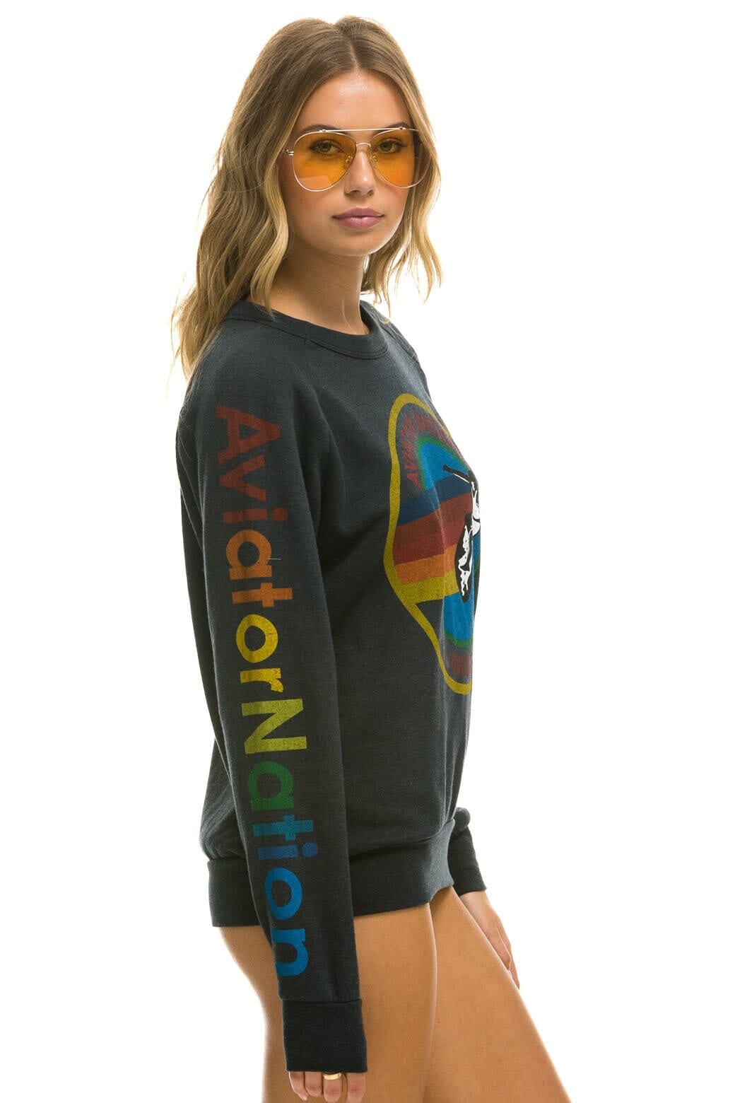 Classic AVIATOR NATION MALIBU CREW SWEATSHIRT - CHARCOAL
