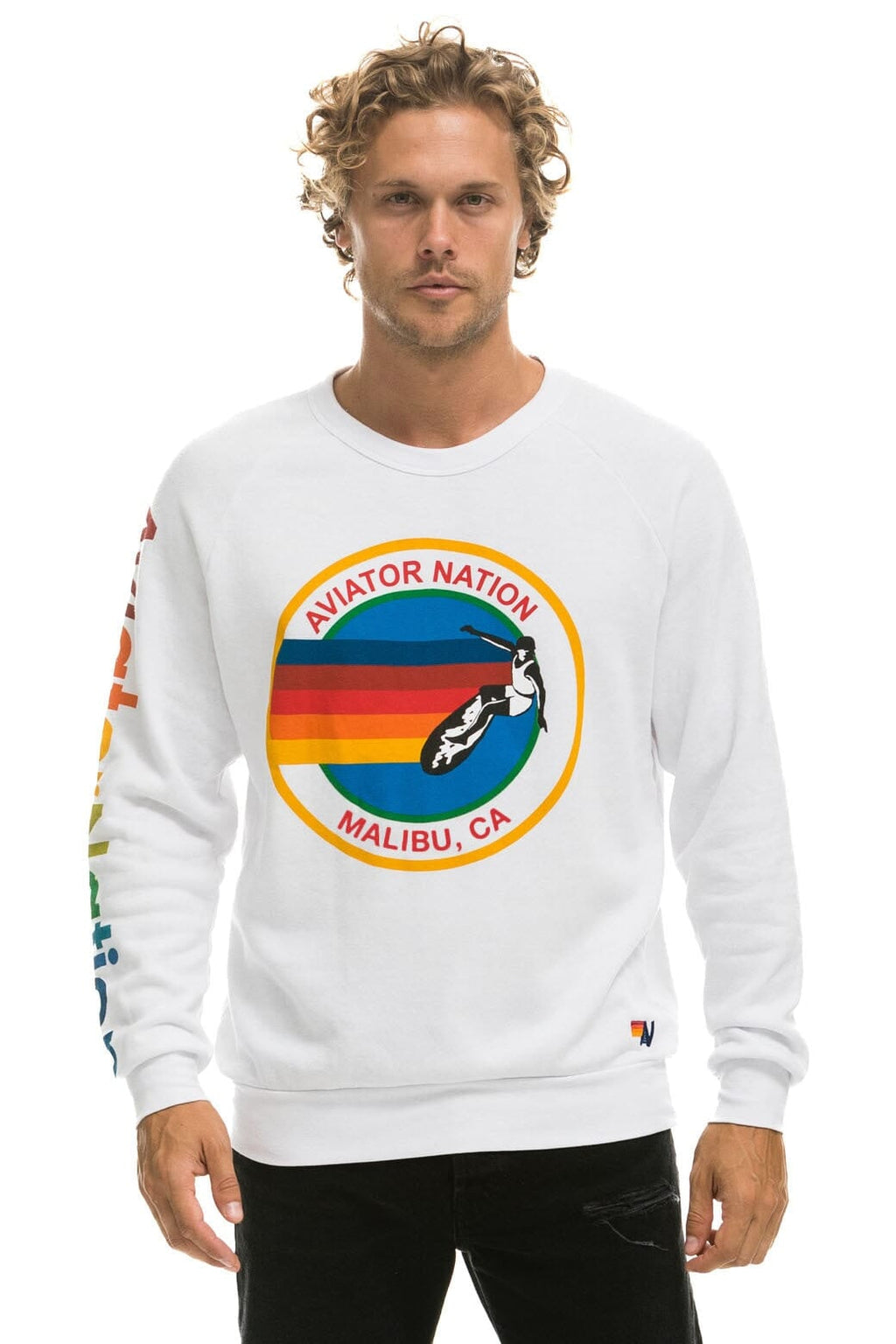 Classic AVIATOR NATION MALIBU SWEATSHIRT - WHITE