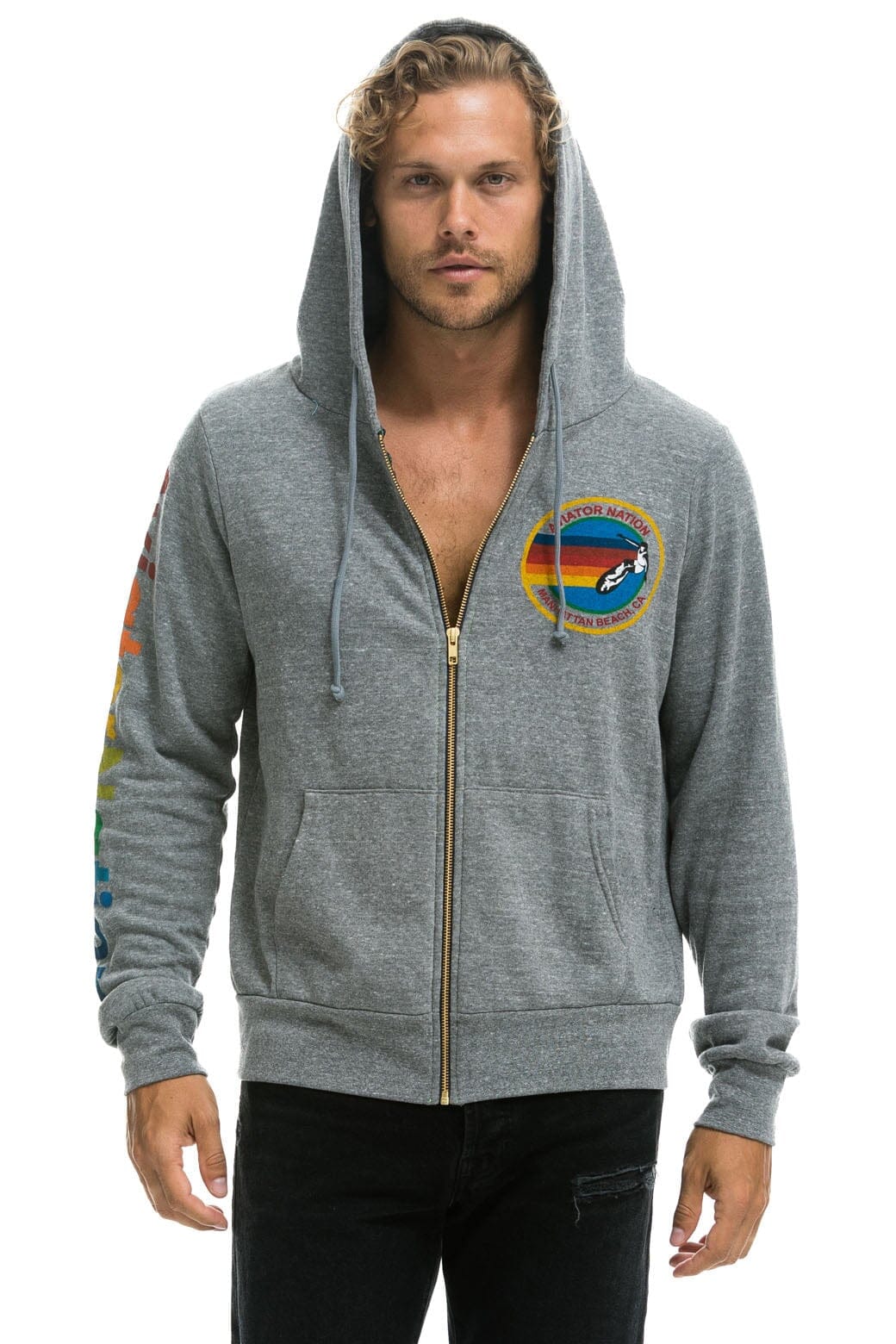 Classic AVIATOR NATION MANHATTAN BEACH HOODIE - HEATHER GREY