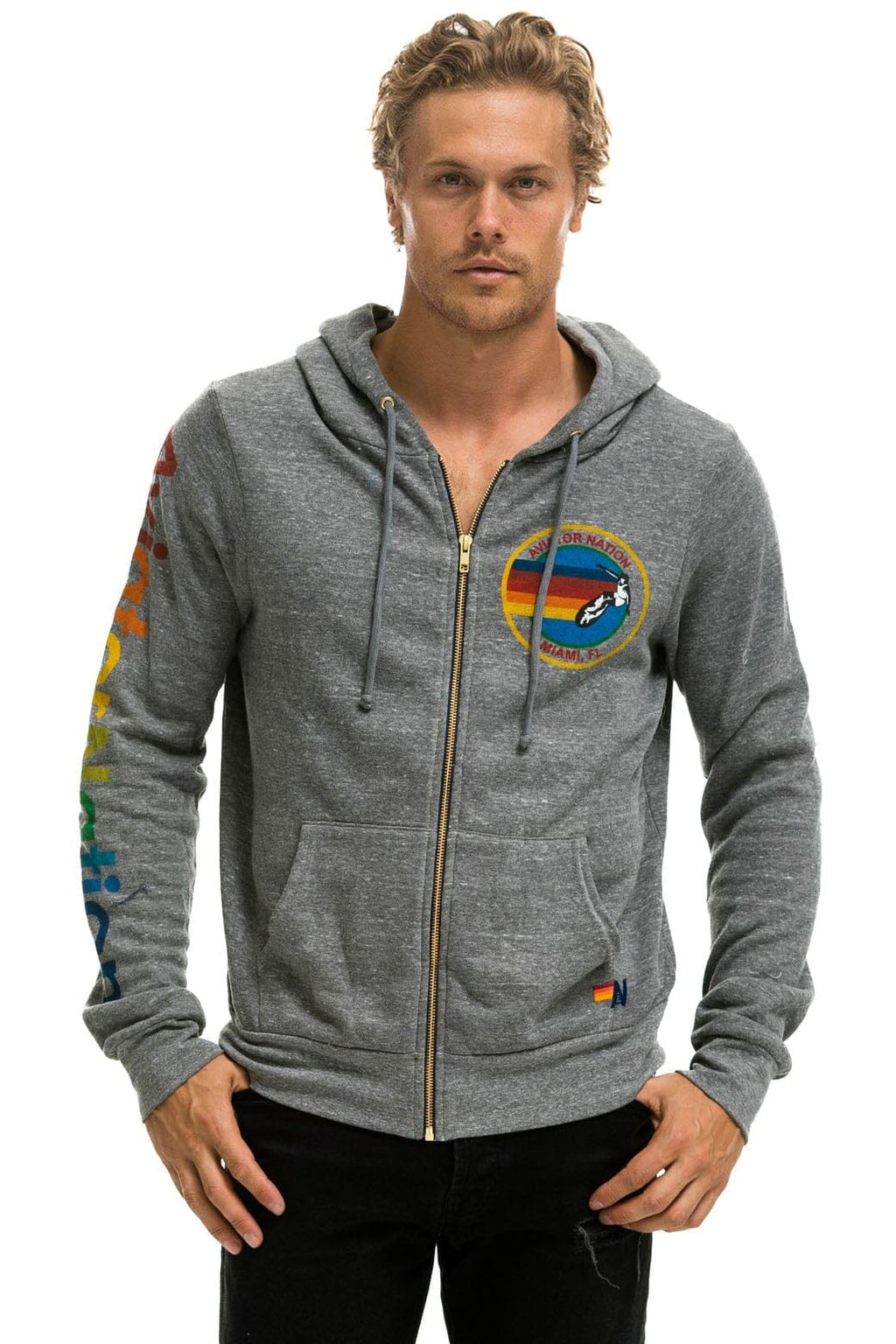Classic AVIATOR NATION MIAMI HOODIE - HEATHER GREY