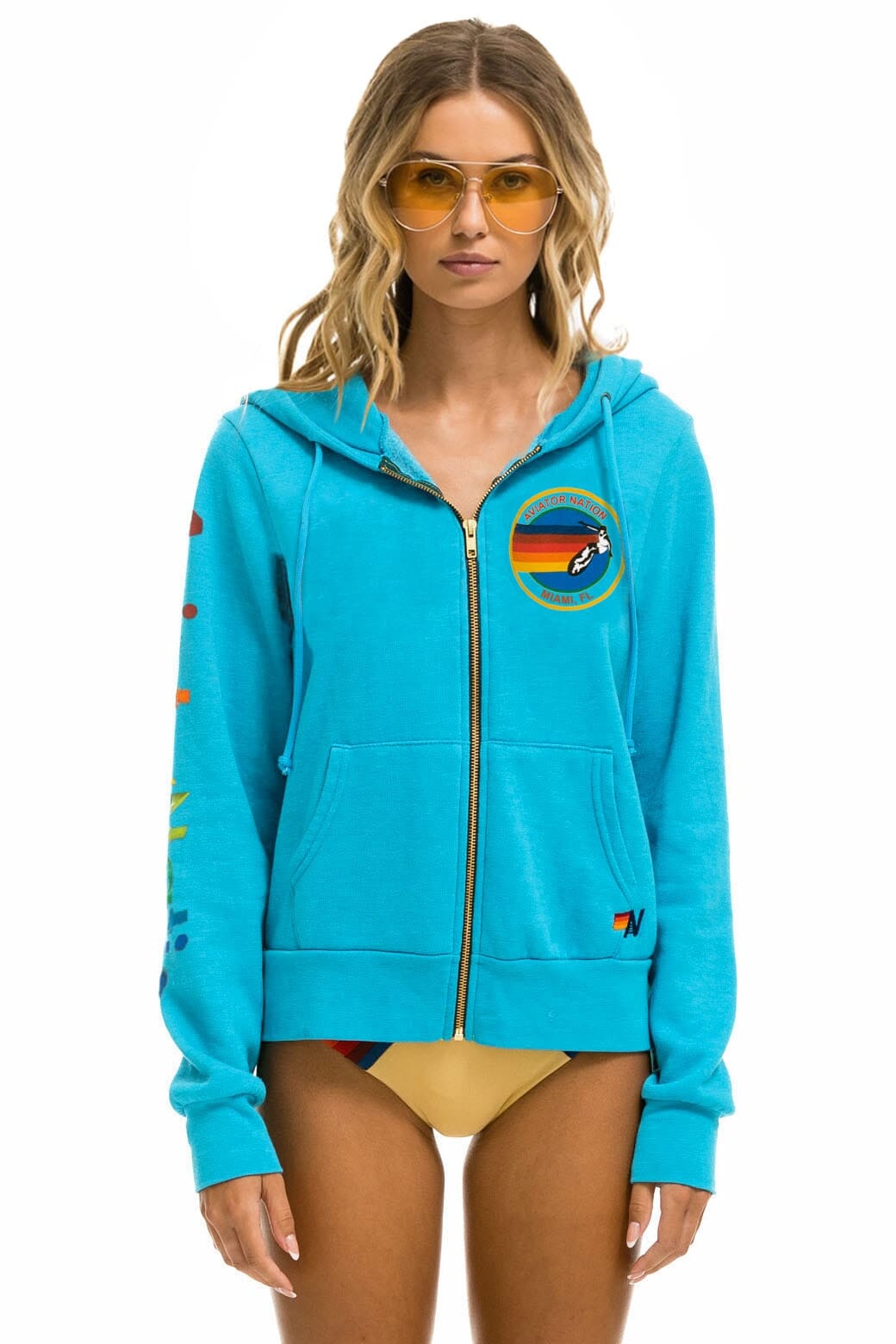 Classic AVIATOR NATION MIAMI HOODIE - NEON BLUE