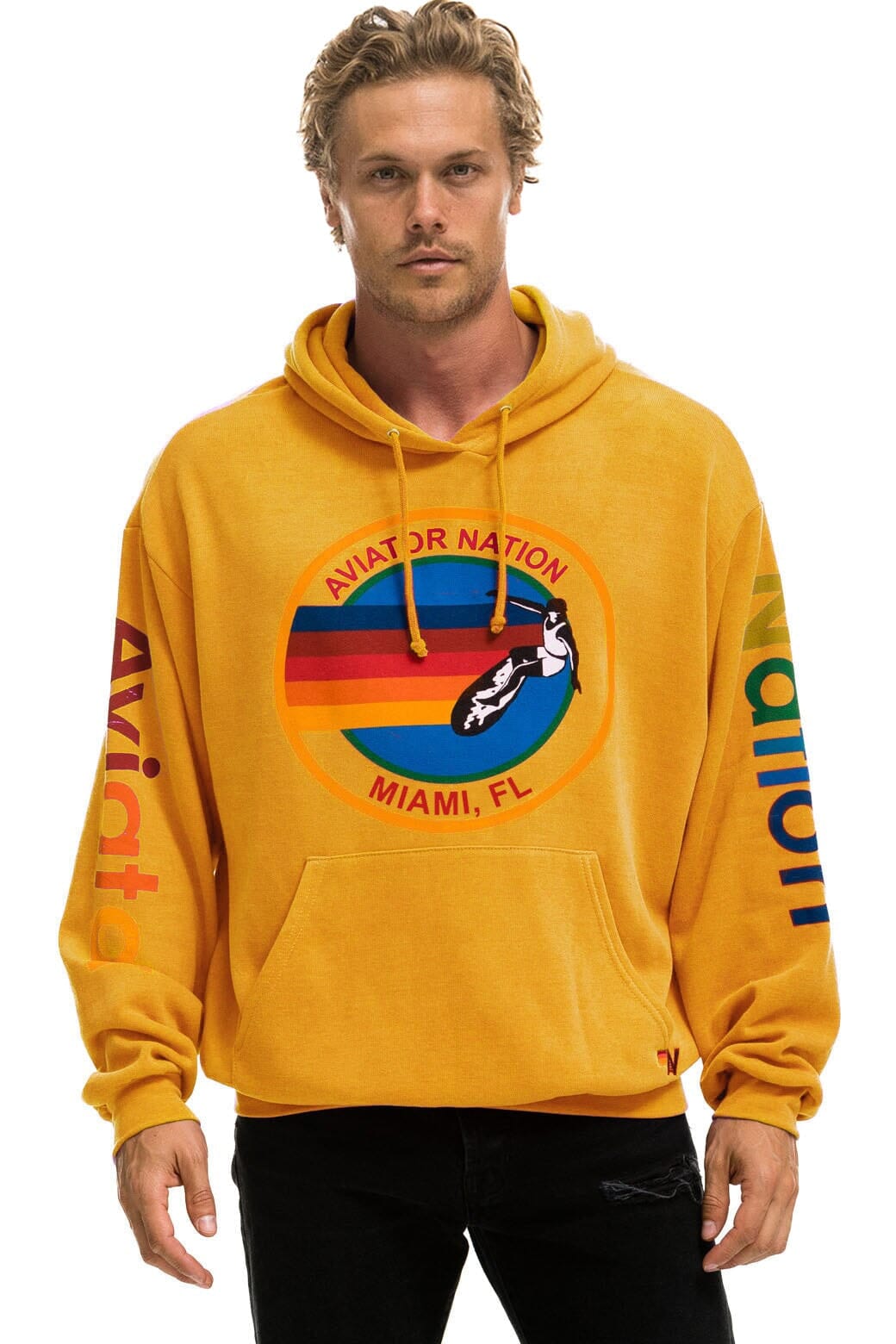 Classic AVIATOR NATION MIAMI RELAXED PULLOVER HOODIE - GOLD