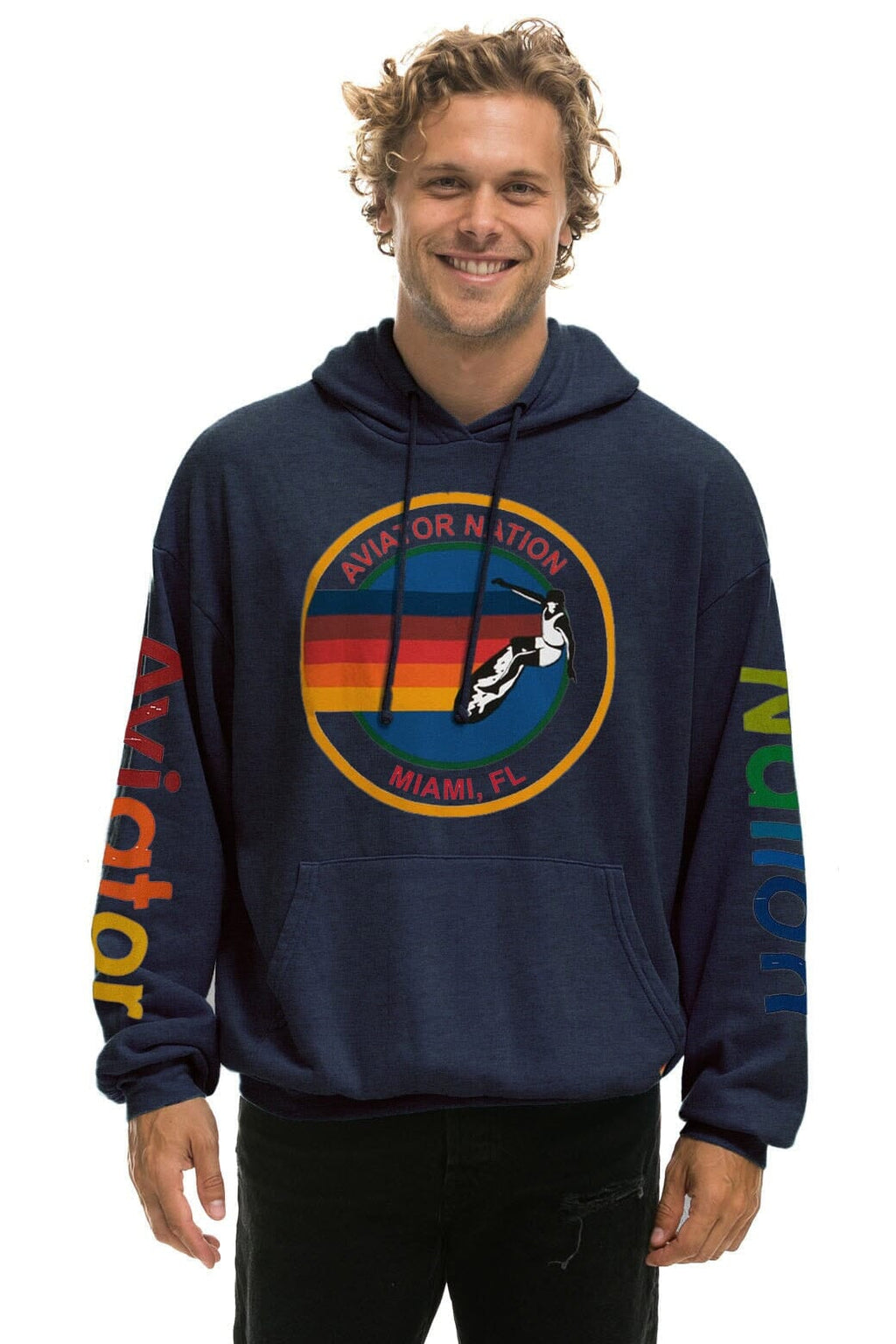 Classic AVIATOR NATION MIAMI RELAXED PULLOVER HOODIE - NAVY