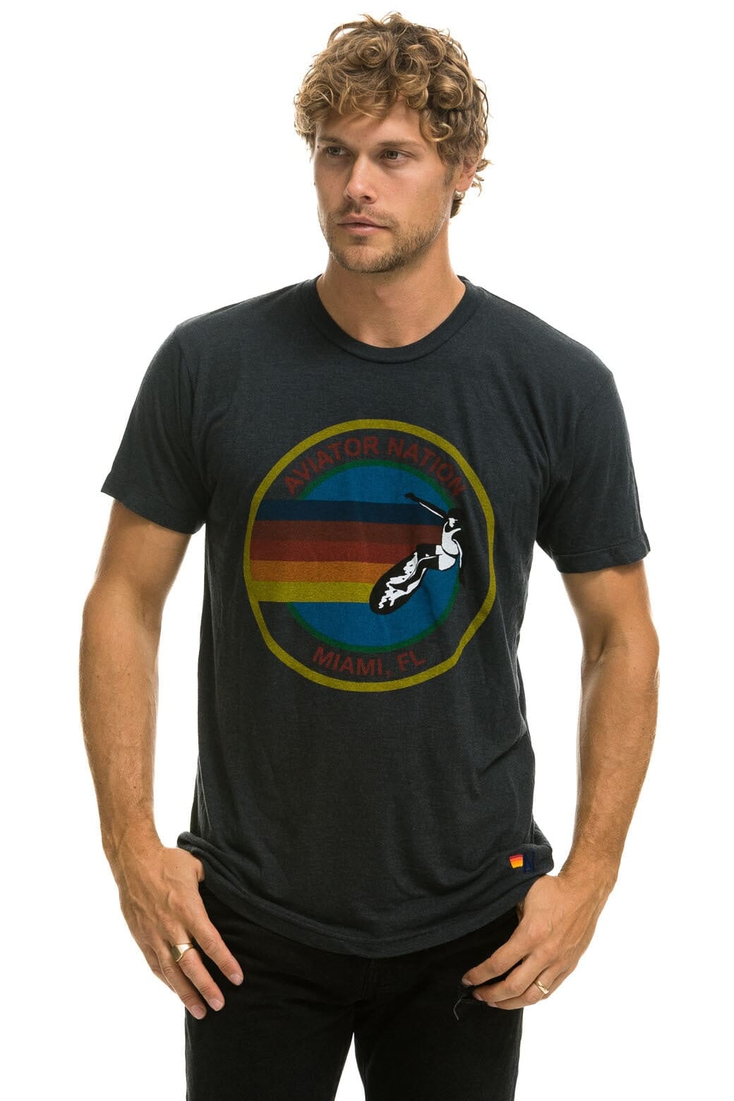 Classic AVIATOR NATION MIAMI TEE - CHARCOAL