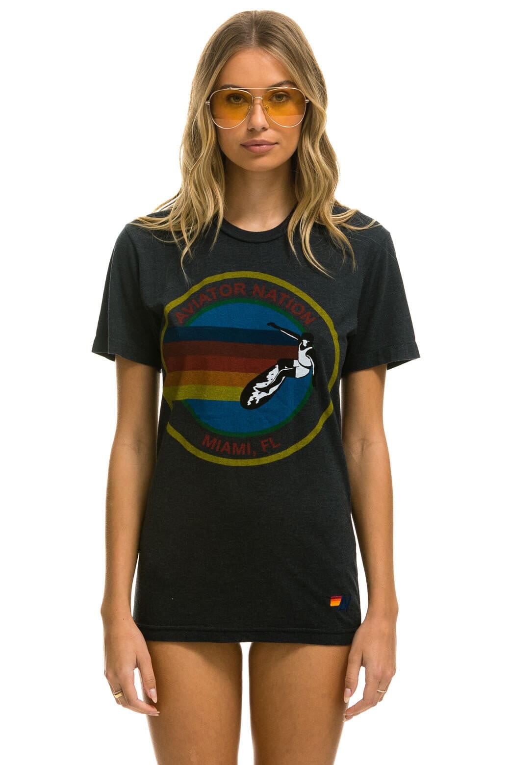 Classic AVIATOR NATION MIAMI TEE - CHARCOAL