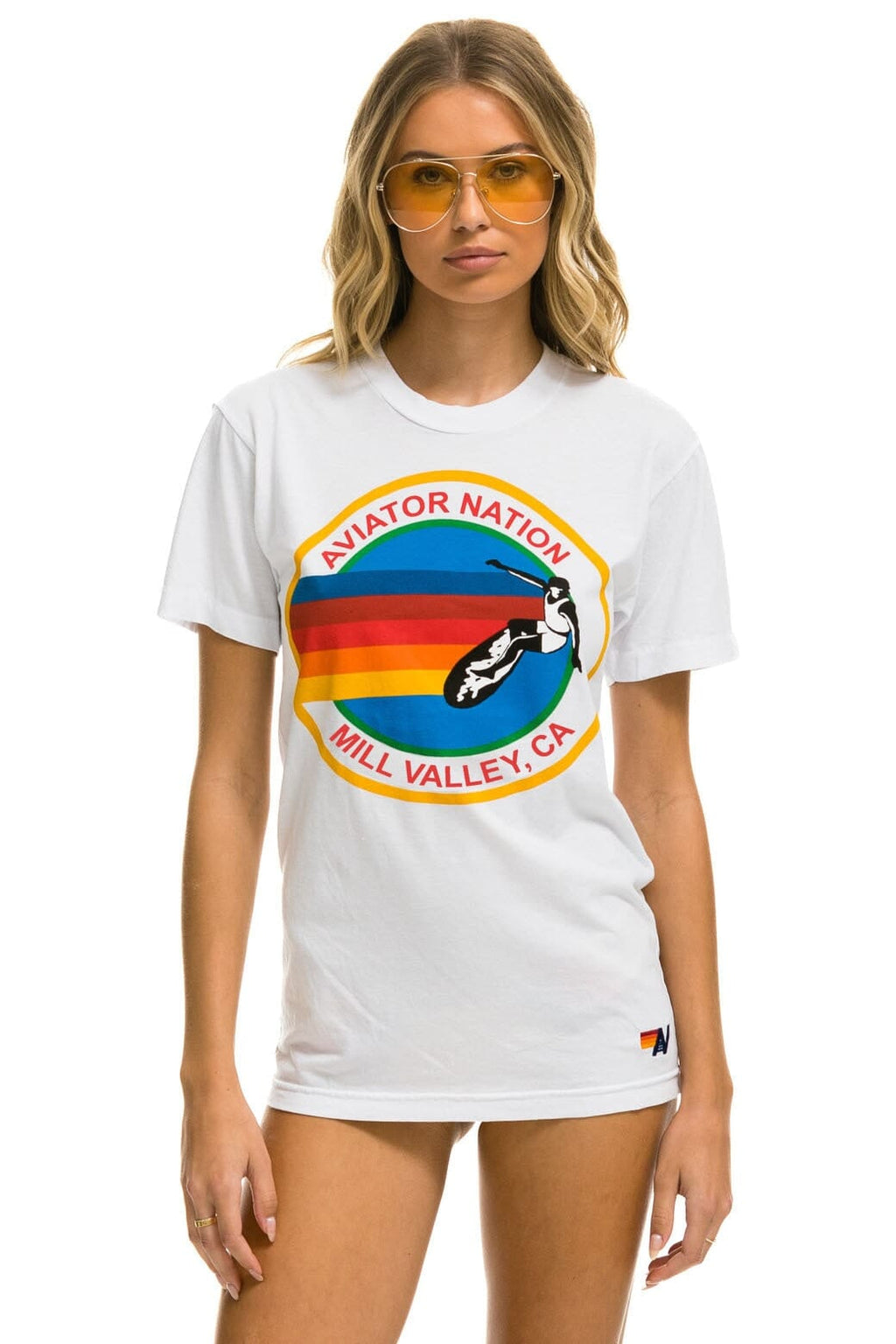 Classic AVIATOR NATION MILL VALLEY CREW TEE SHIRT - WHITE
