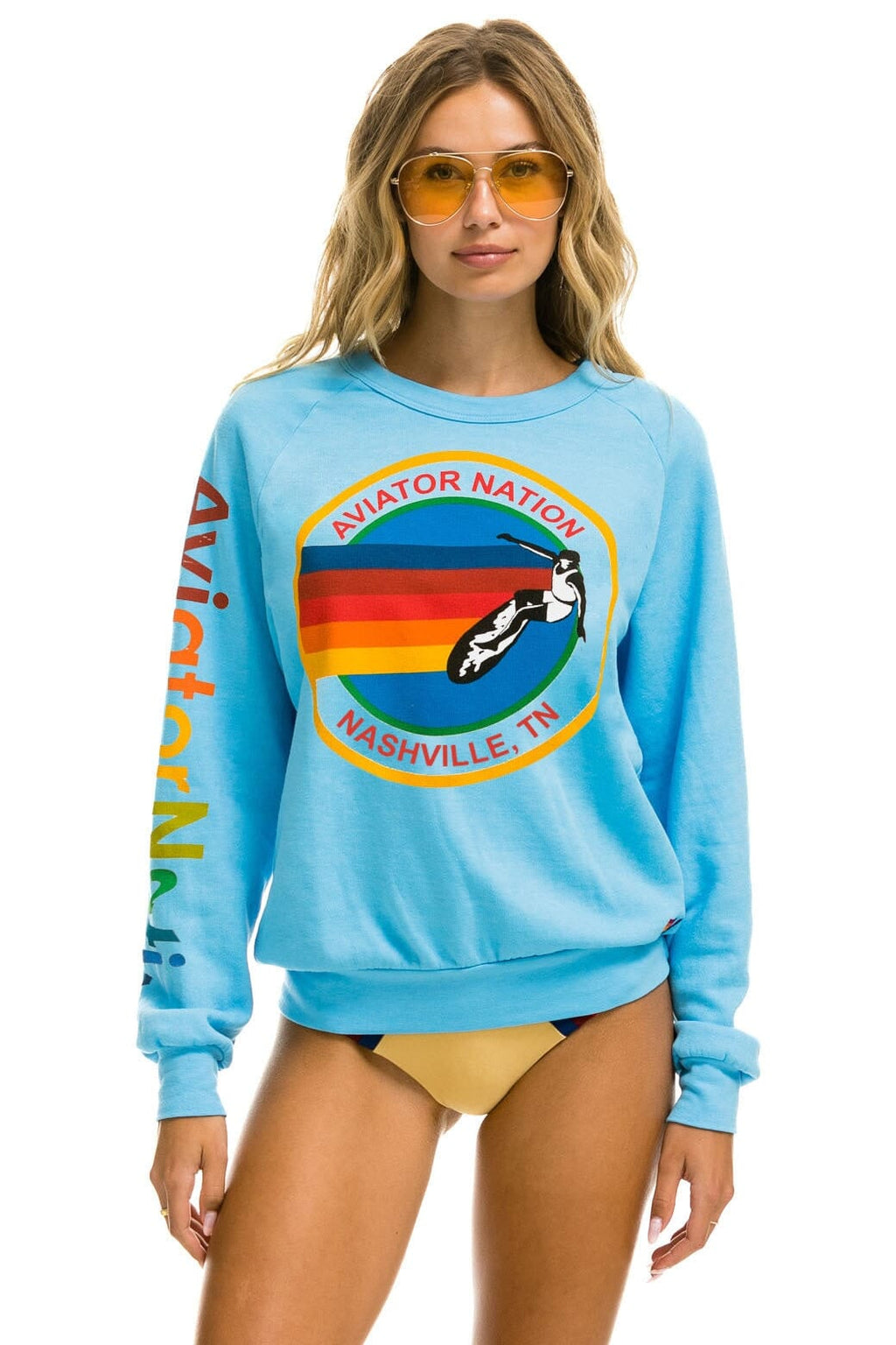 Classic AVIATOR NATION NASHVILLE CREW SWEATSHIRT - SKY