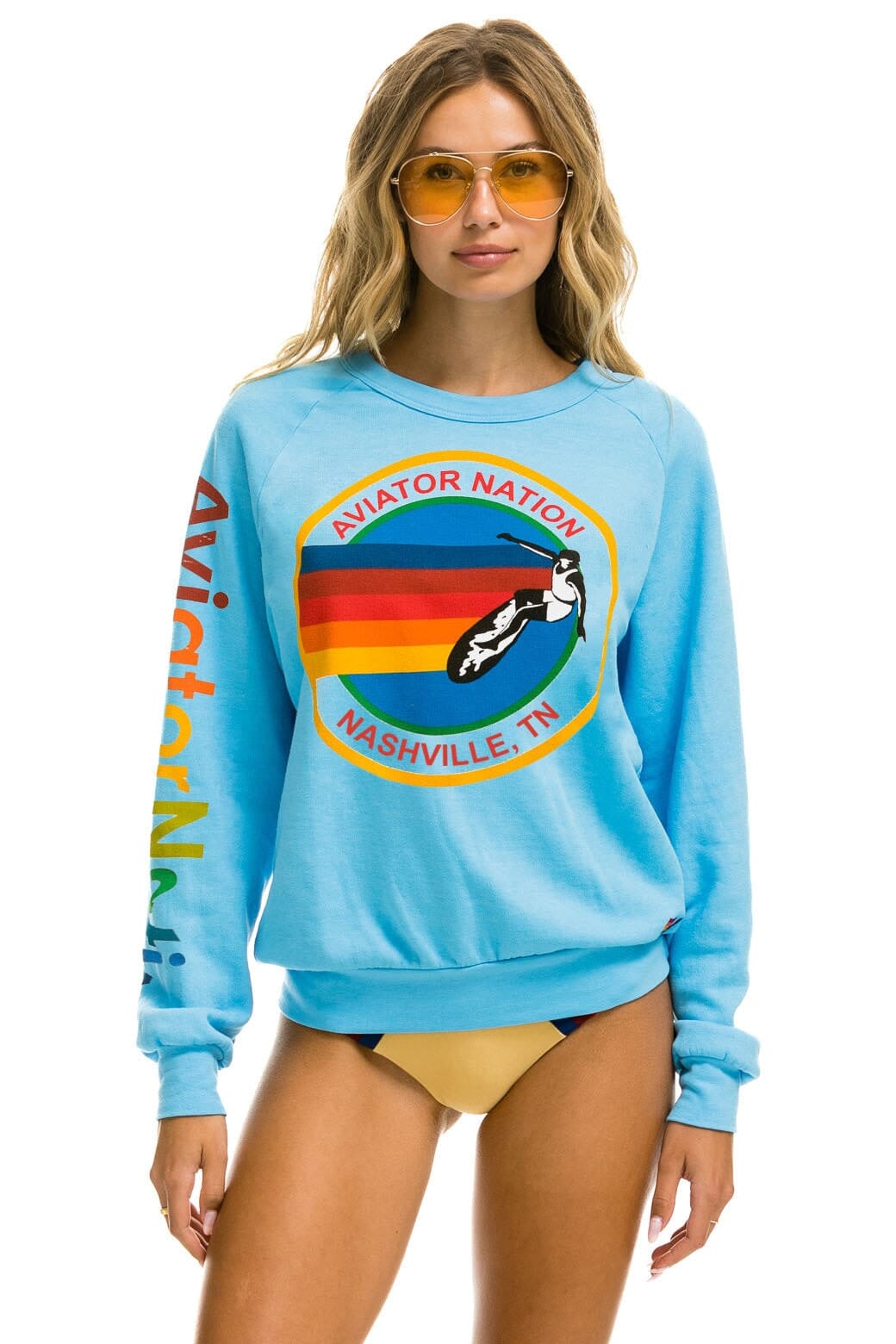 Classic AVIATOR NATION NASHVILLE CREW SWEATSHIRT - SKY