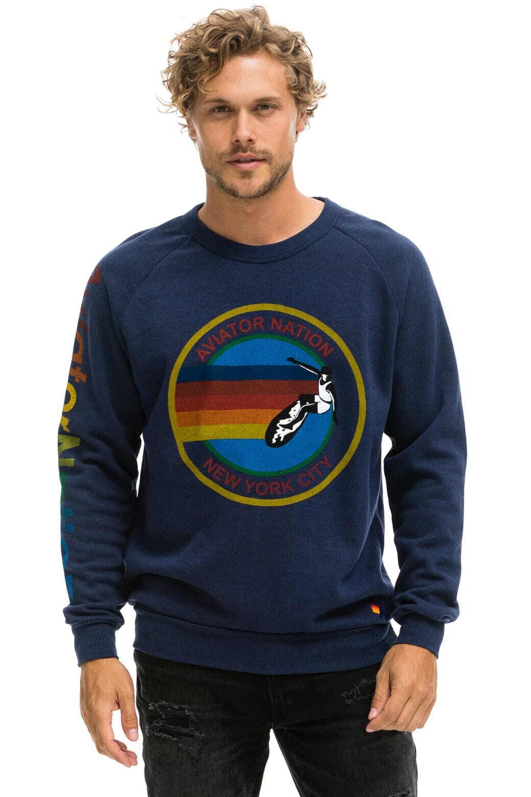Classic AVIATOR NATION NEW YORK CITY CREW SWEATSHIRT - NAVY