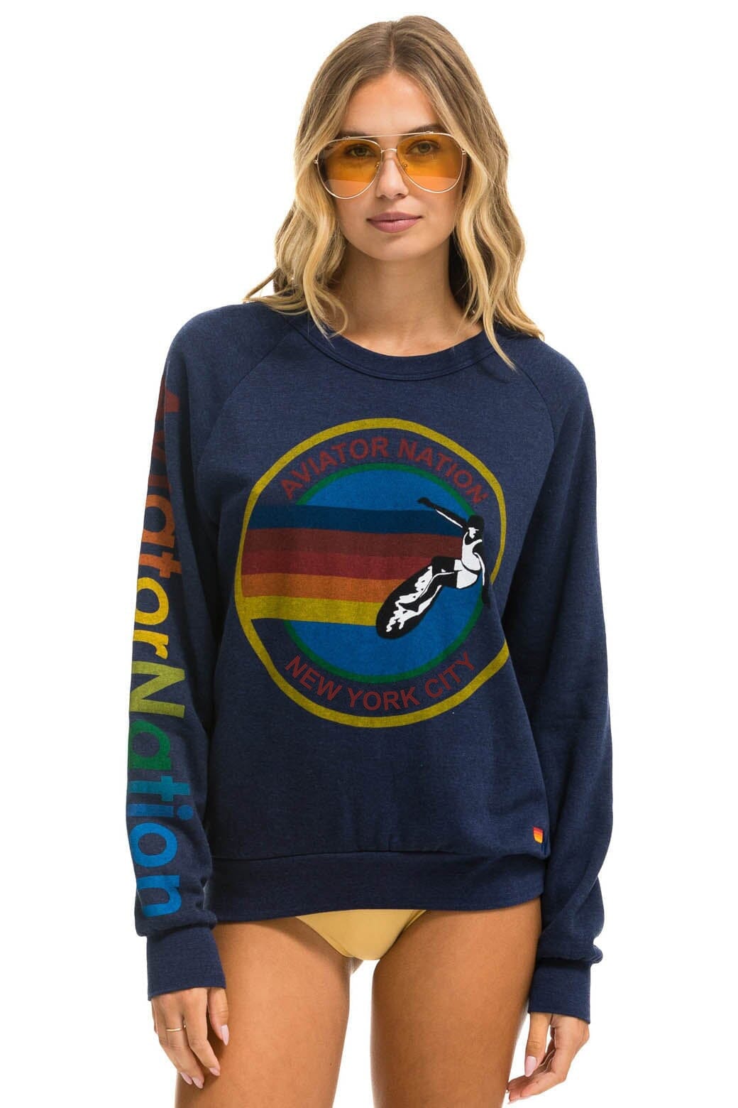 Classic AVIATOR NATION NEW YORK CITY CREW SWEATSHIRT - NAVY