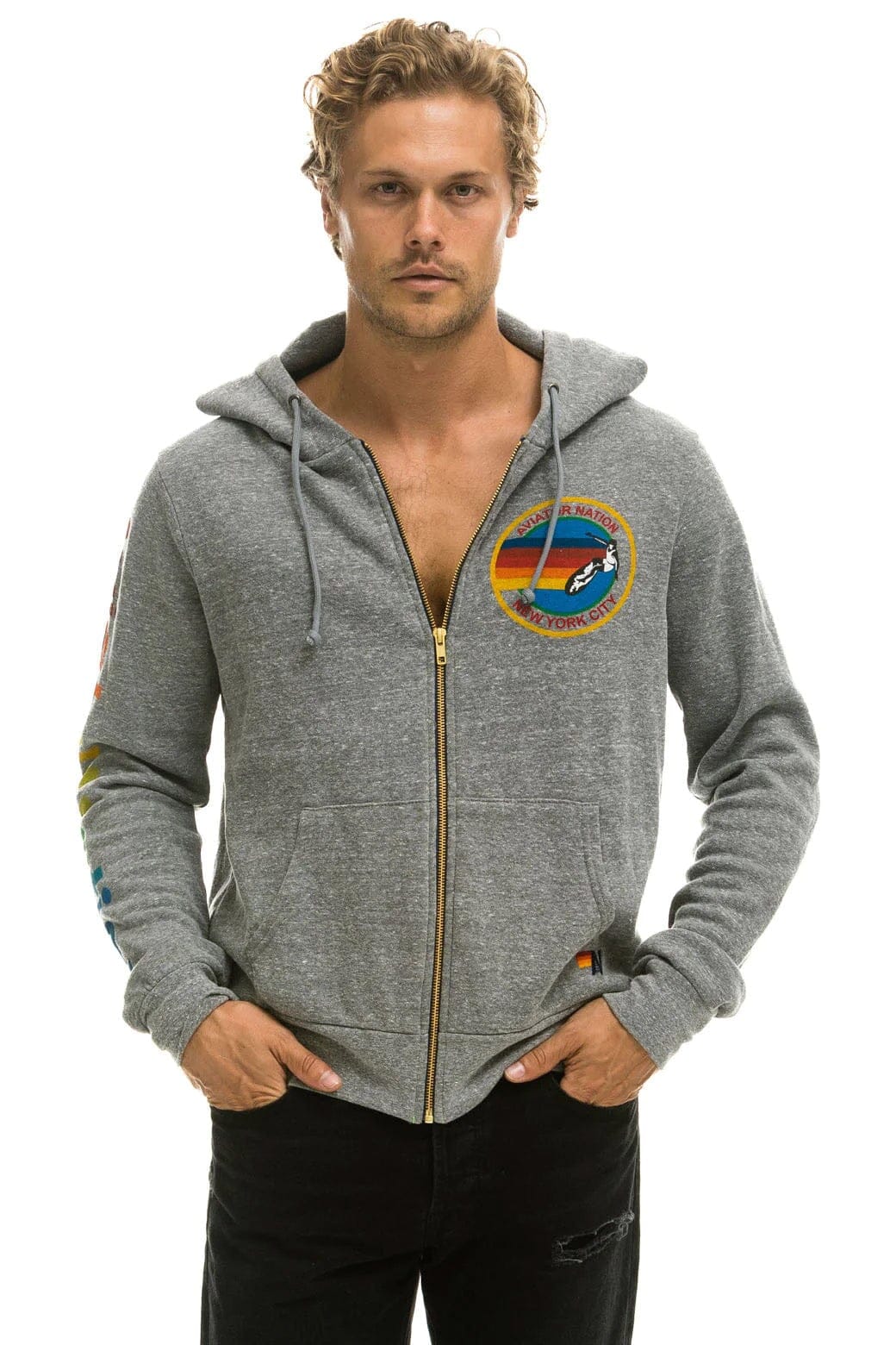 Classic AVIATOR NATION NEW YORK CITY HOODIE - HEATHER GREY
