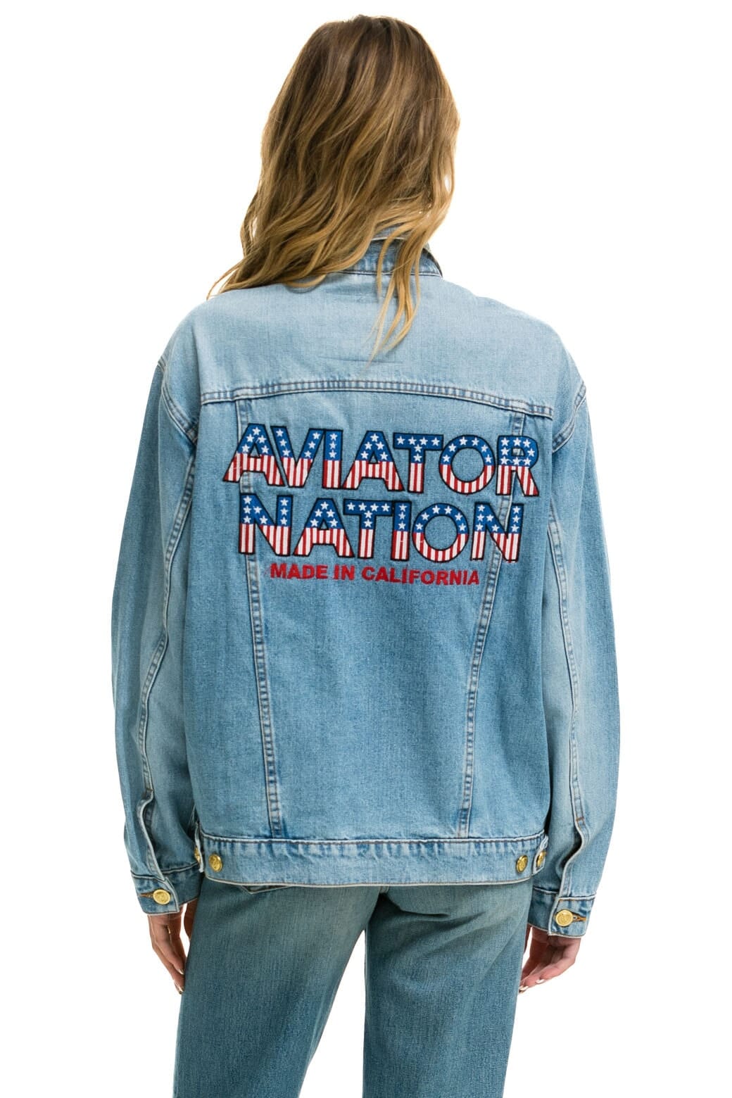 Classic AVIATOR NATION OVERSIZED CONCERT DENIM JACKET - SUPER LIGHT