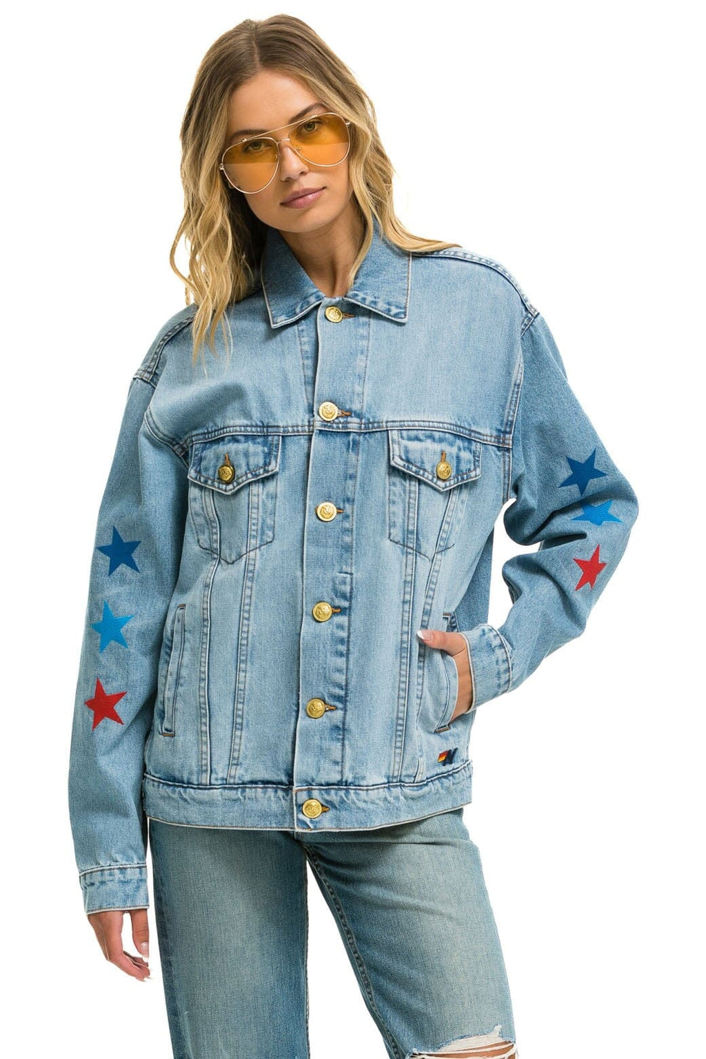 Classic AVIATOR NATION OVERSIZED CONCERT DENIM JACKET - SUPER LIGHT