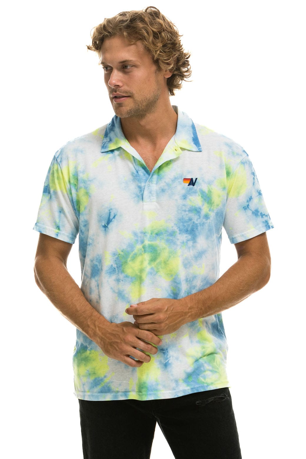 Classic AVIATOR NATION POLO - TIE DYE YELLOW