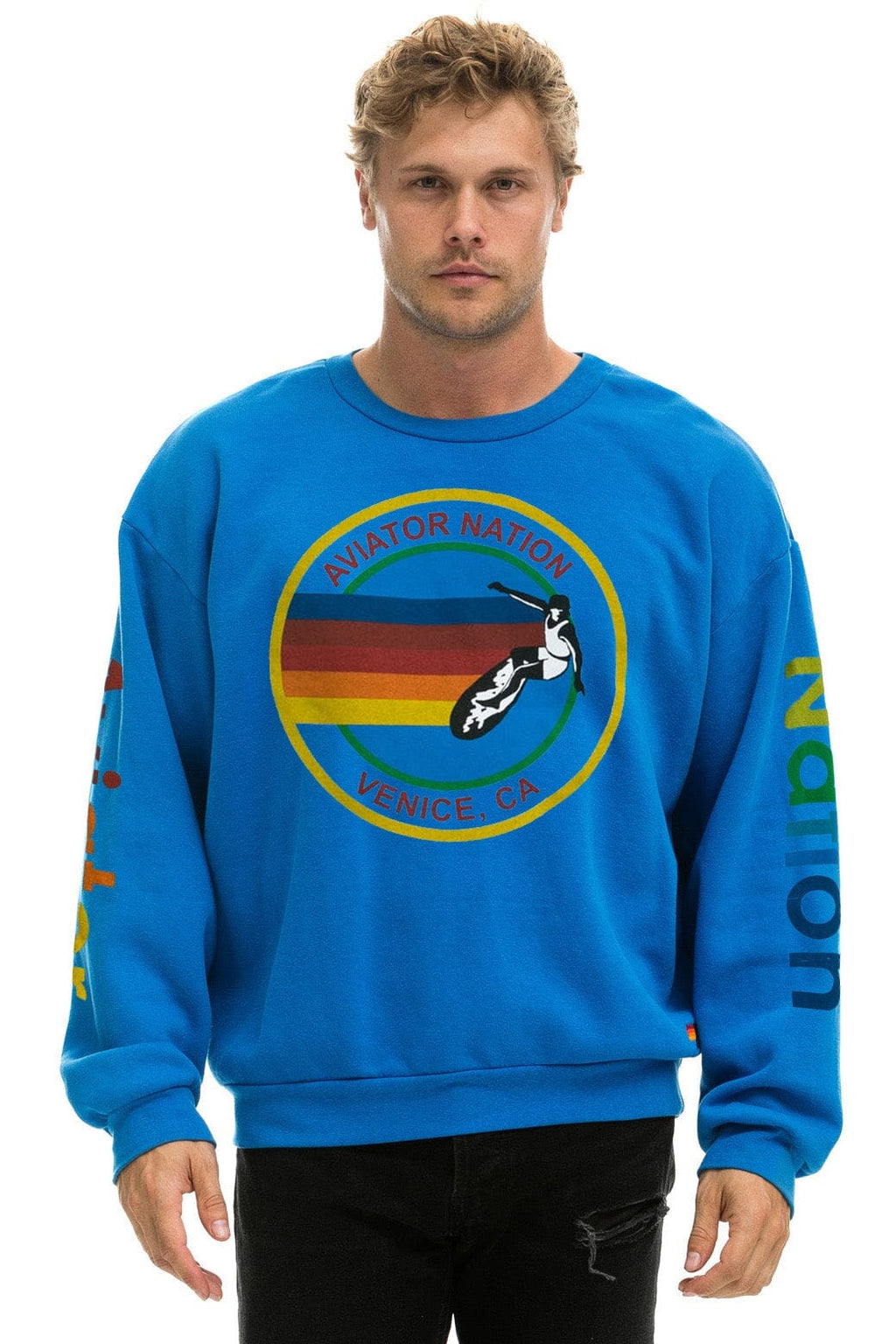 Classic AVIATOR NATION RELAXED VENICE CREW SWEATSHIRT - OCEAN