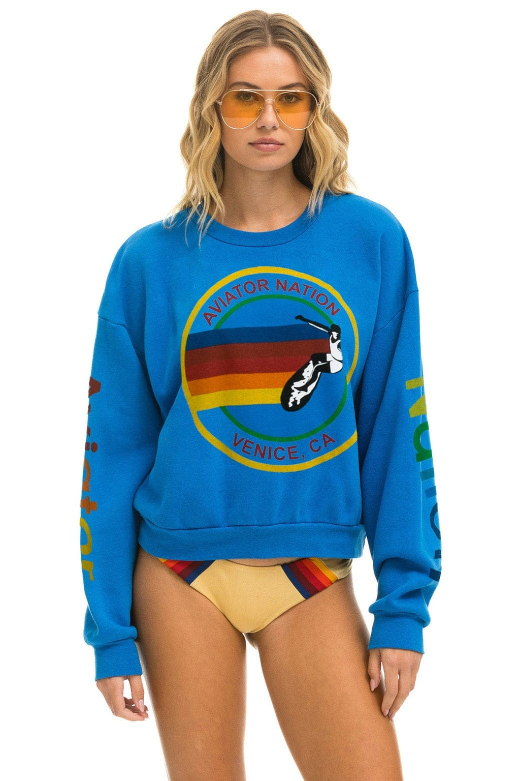 Classic AVIATOR NATION RELAXED VENICE CREW SWEATSHIRT - OCEAN