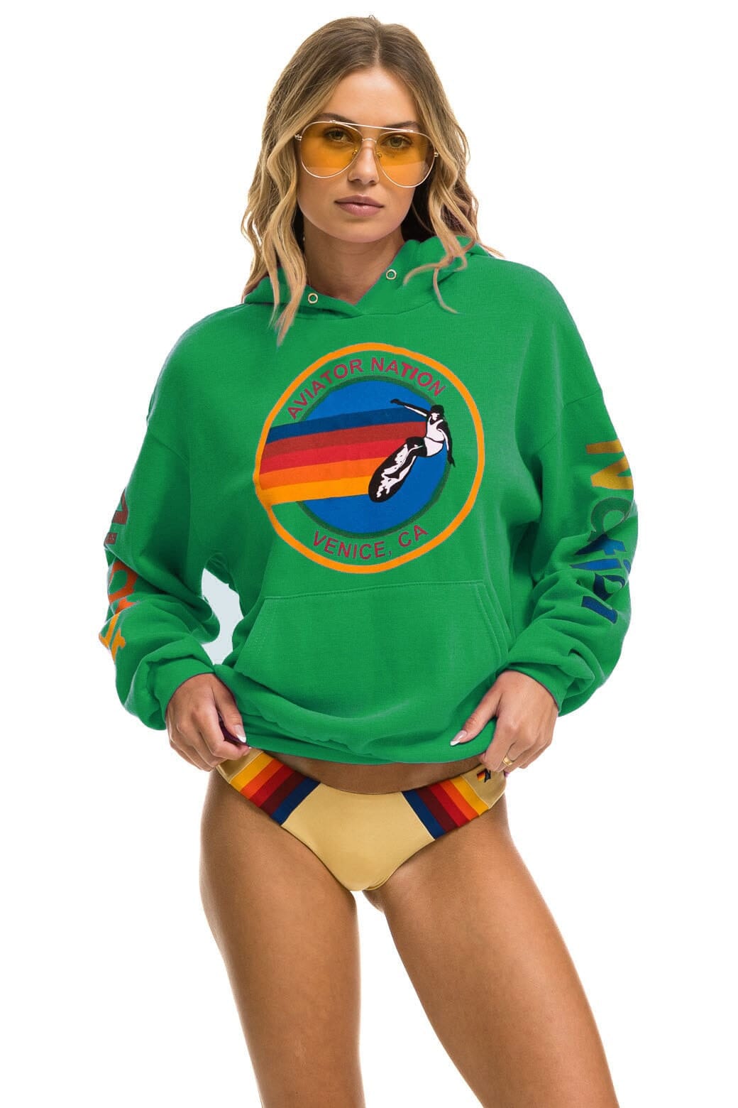 Classic AVIATOR NATION RELAXED VENICE PULLOVER HOODIE - KELLY GREEN