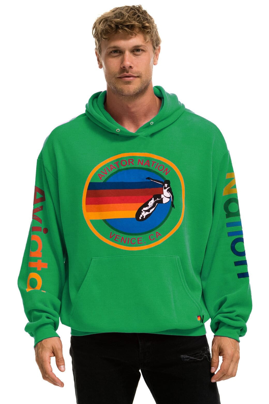 Classic AVIATOR NATION RELAXED VENICE PULLOVER HOODIE - KELLY GREEN