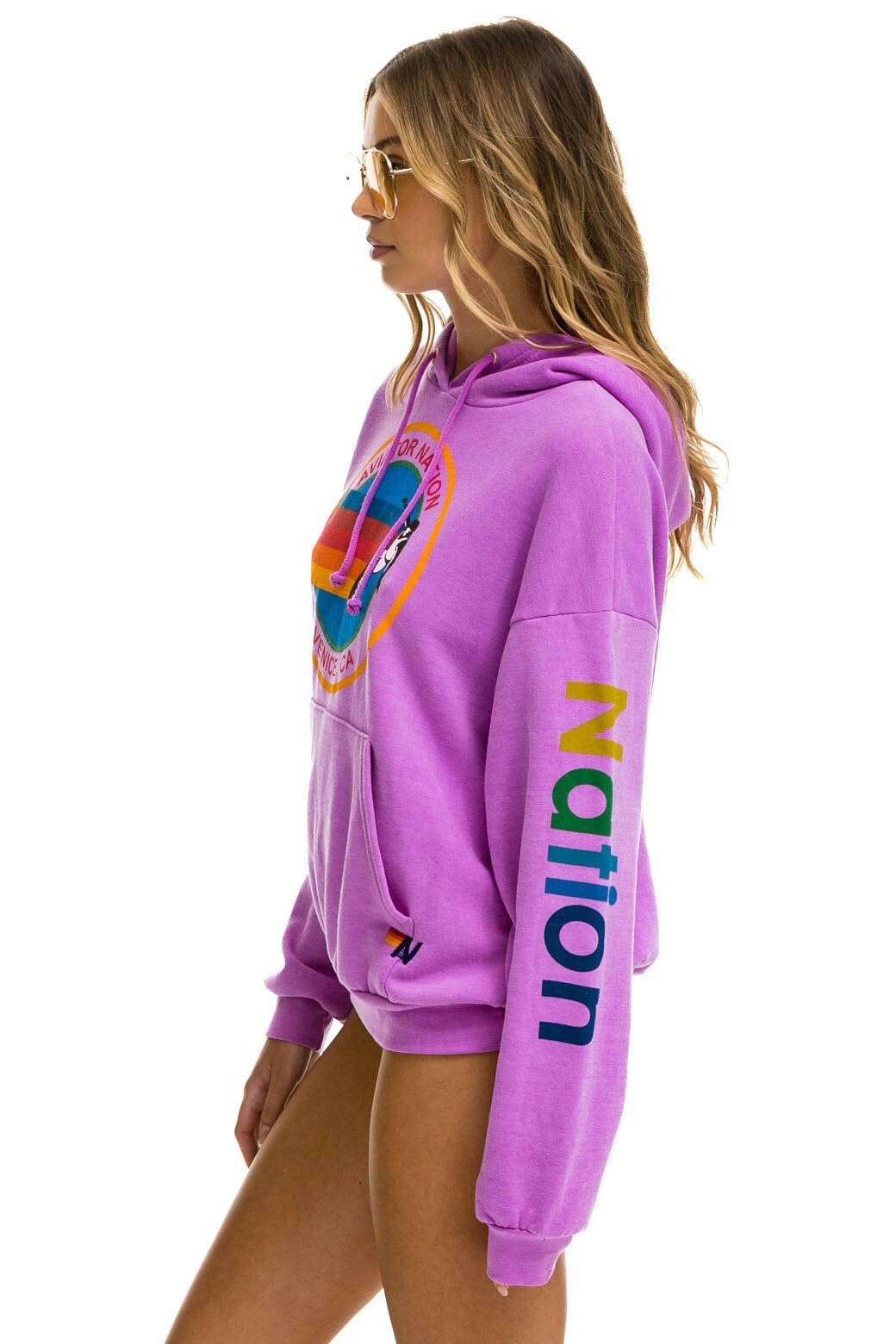 Classic AVIATOR NATION RELAXED VENICE PULLOVER HOODIE - NEON PURPLE