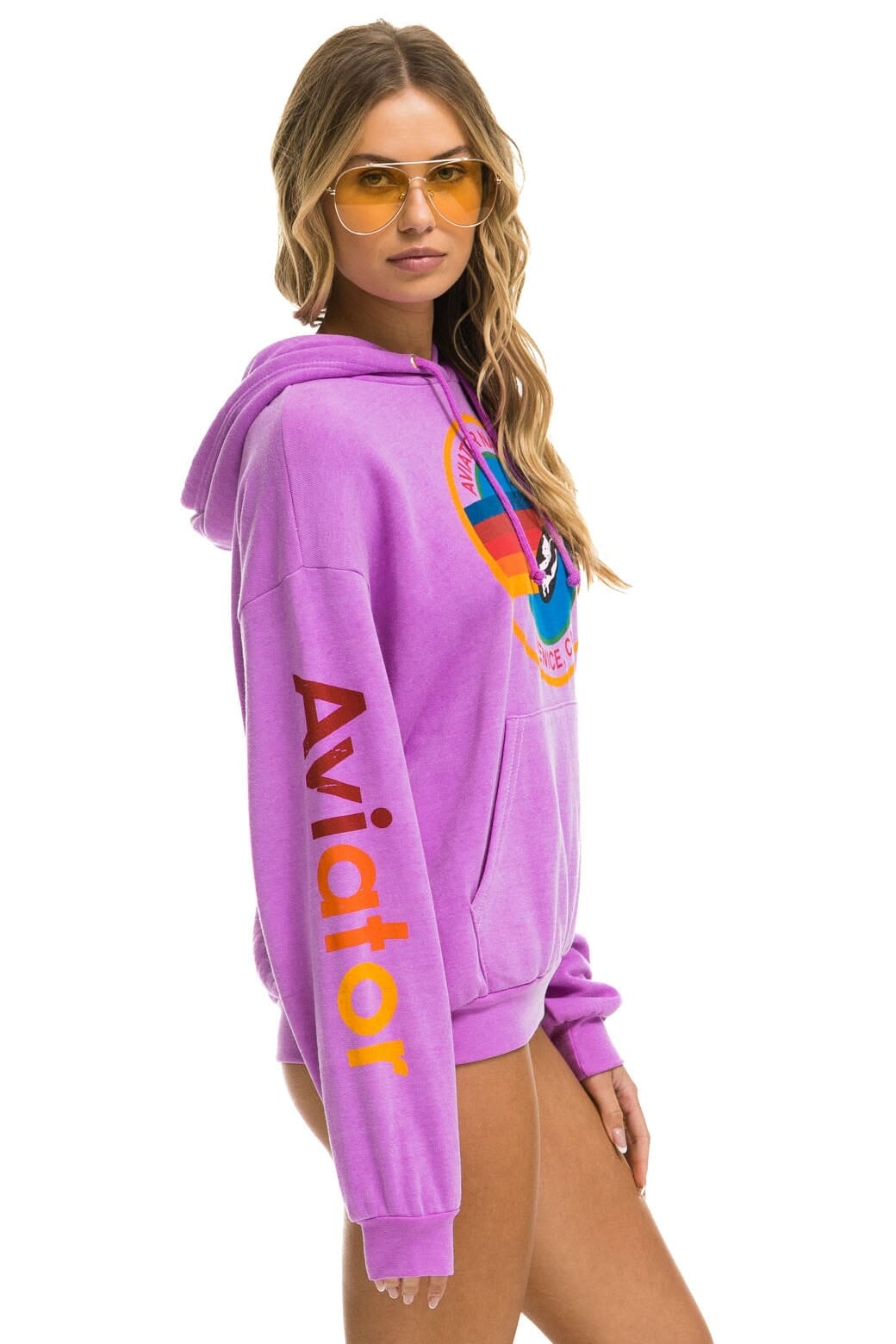 Classic AVIATOR NATION RELAXED VENICE PULLOVER HOODIE - NEON PURPLE