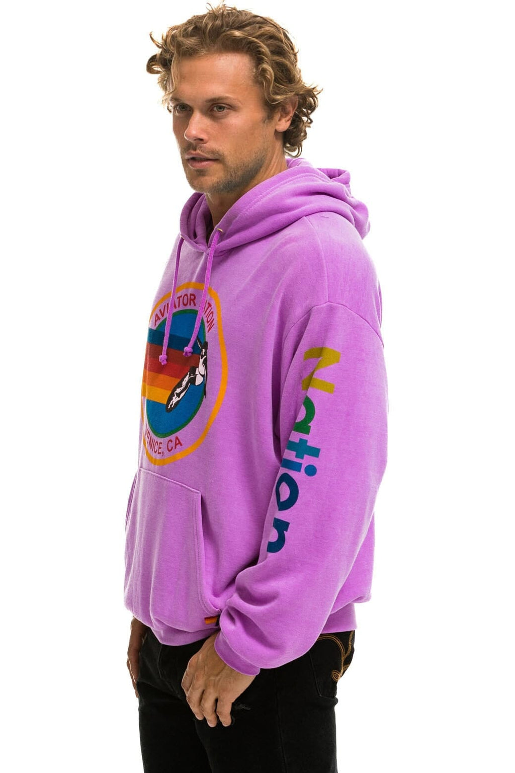 Classic AVIATOR NATION RELAXED VENICE PULLOVER HOODIE - NEON PURPLE