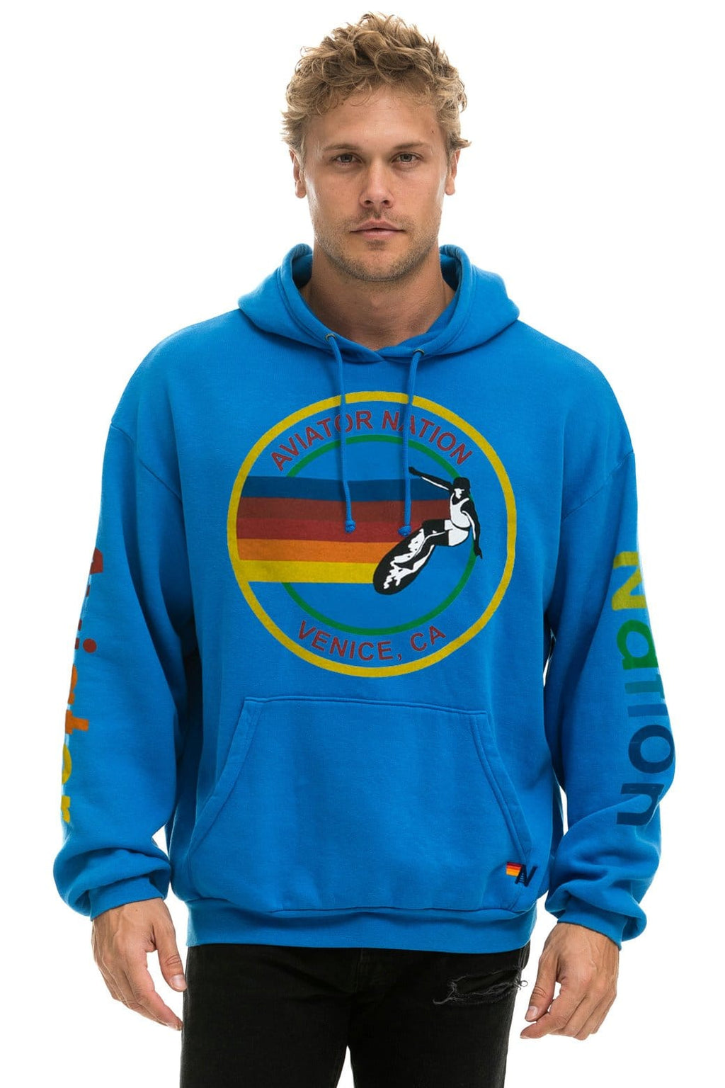 Classic AVIATOR NATION RELAXED VENICE PULLOVER HOODIE - OCEAN