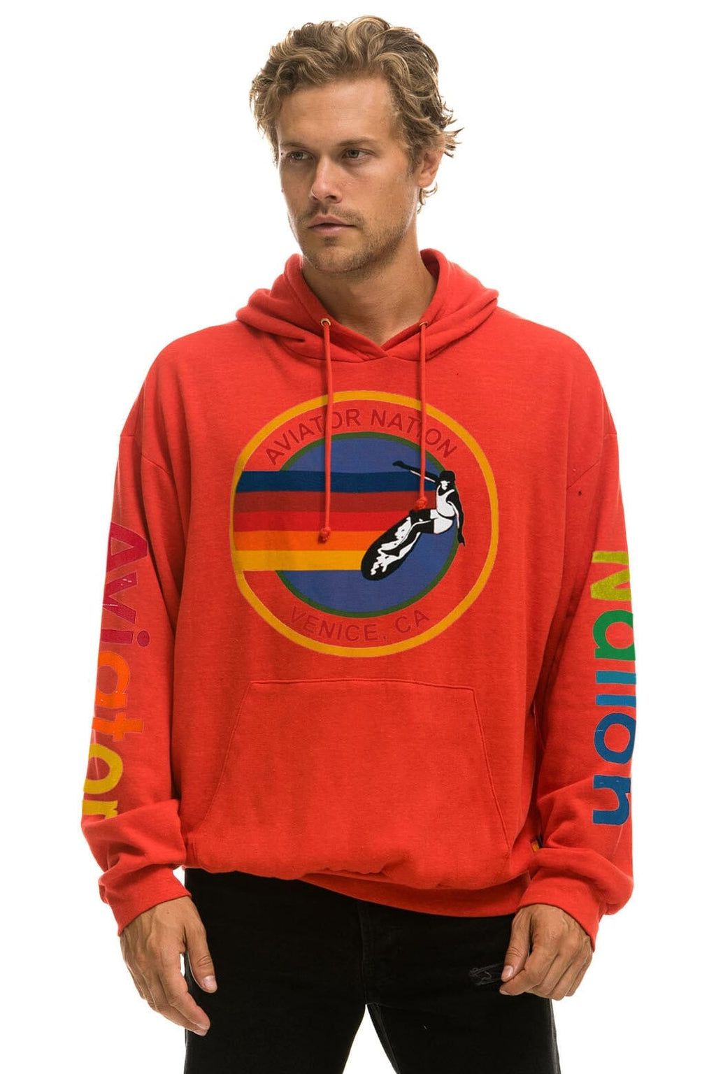 Classic AVIATOR NATION RELAXED VENICE PULLOVER HOODIE - RED