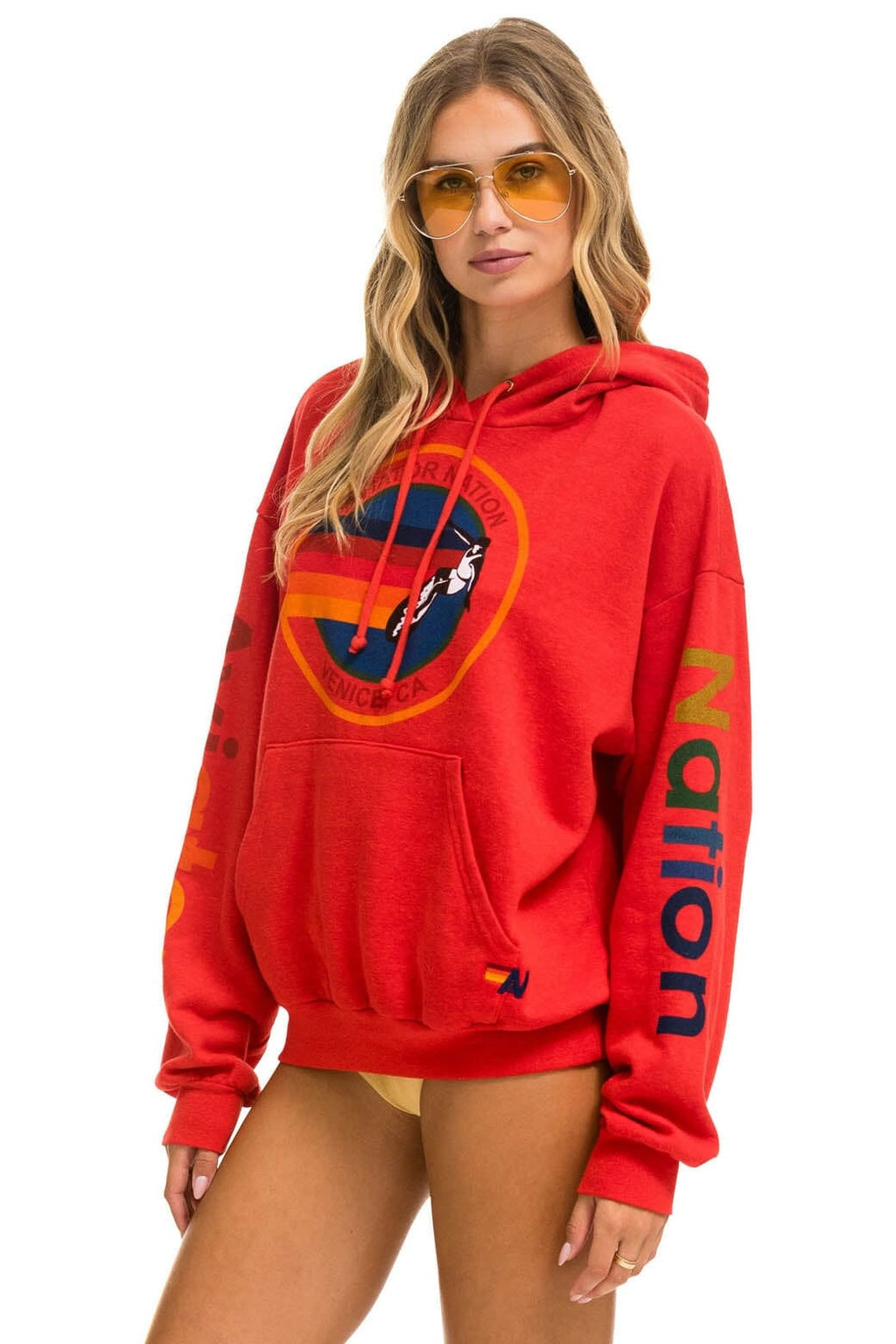 Classic AVIATOR NATION RELAXED VENICE PULLOVER HOODIE - RED