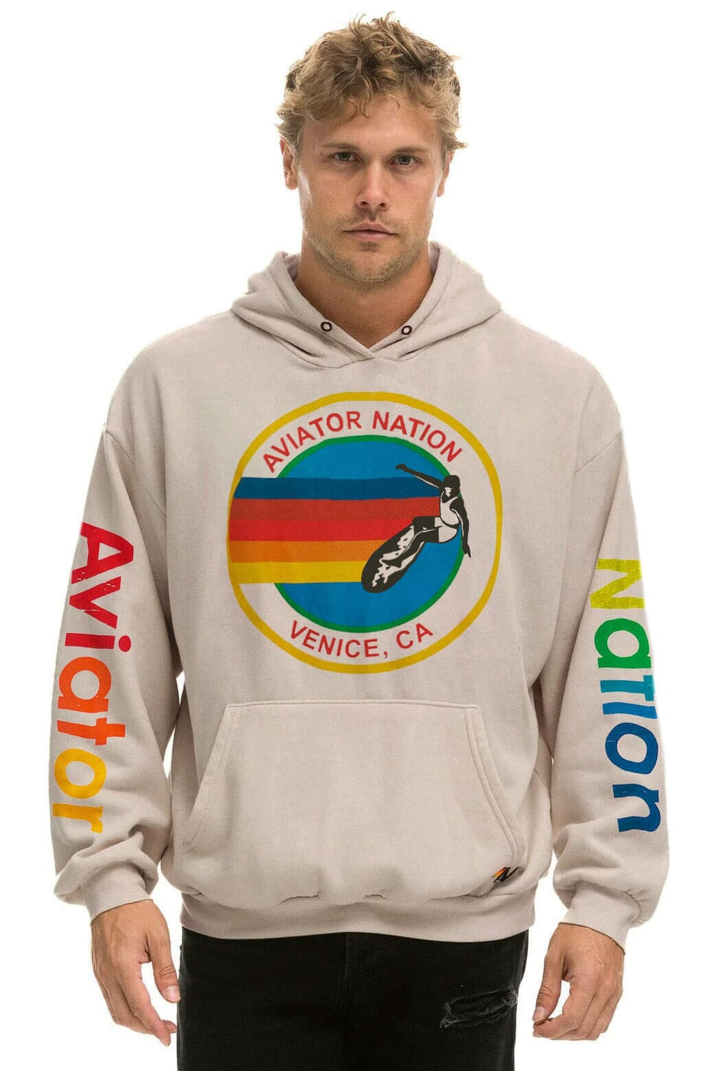 Classic AVIATOR NATION RELAXED VENICE PULLOVER HOODIE - SAND