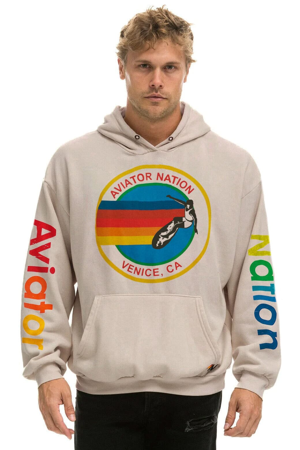Classic AVIATOR NATION RELAXED VENICE PULLOVER HOODIE - SAND