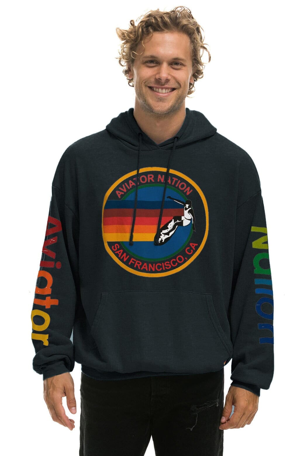 Classic AVIATOR NATION SAN FRANCISCO RELAXED PULLOVER HOODIE - CHARCOAL