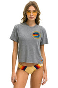 Classic AVIATOR NATION SMALL LOGO BOYFRIEND TEE - HEATHER GREY