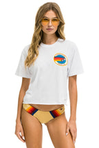 Classic AVIATOR NATION SMALL LOGO BOYFRIEND TEE - WHITE