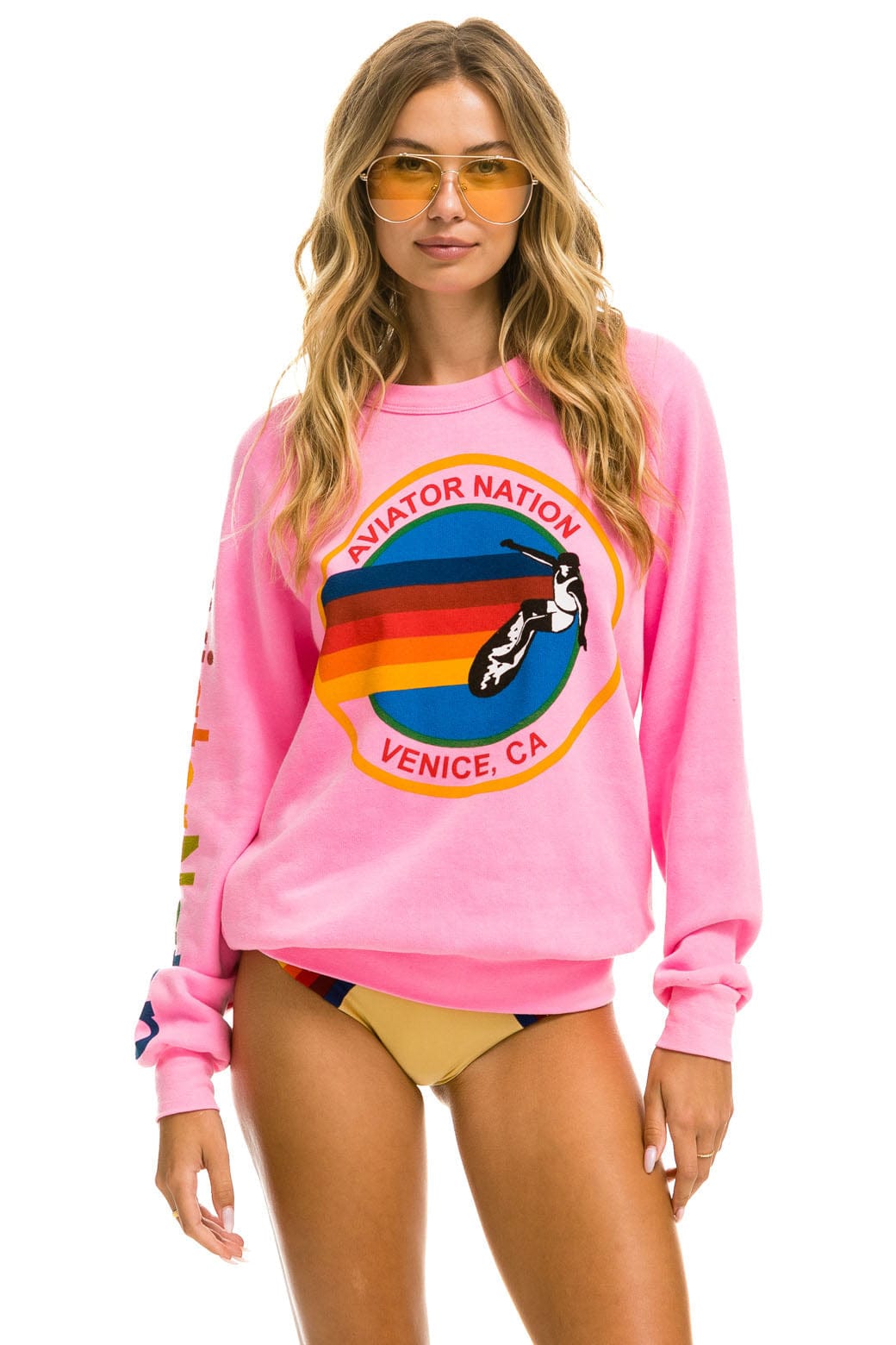 Classic AVIATOR NATION VENICE SWEATSHIRT - NEON PINK