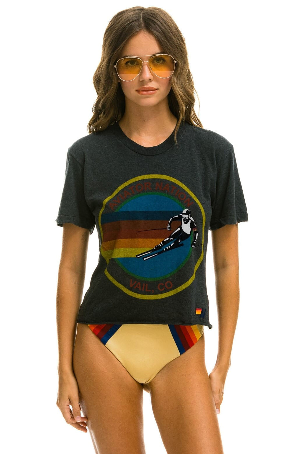 Classic AVIATOR NATION VAIL BOYFRIEND TEE - CHARCOAL