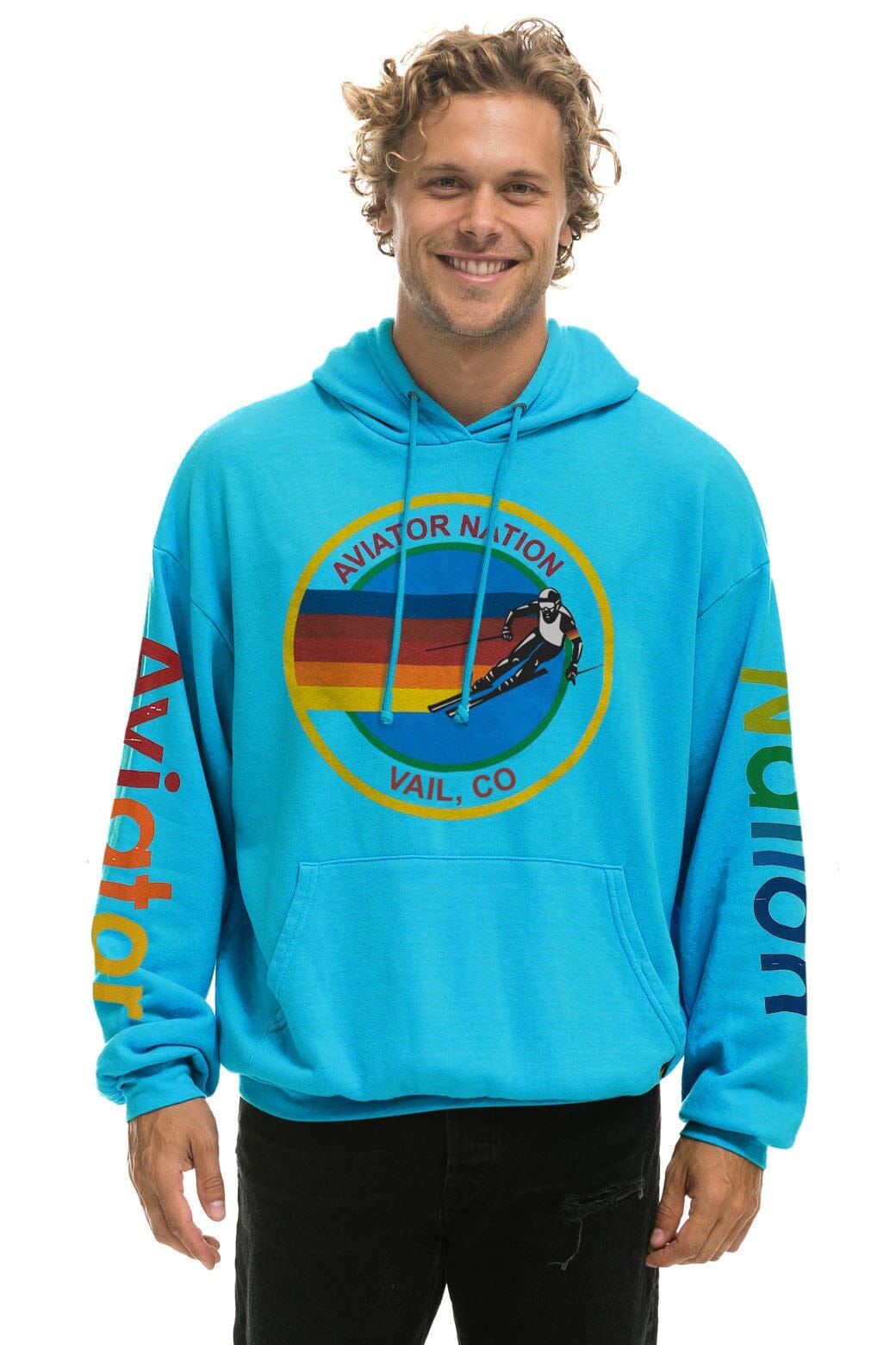 Classic AVIATOR NATION VAIL RELAXED PULLOVER HOODIE - NEON BLUE