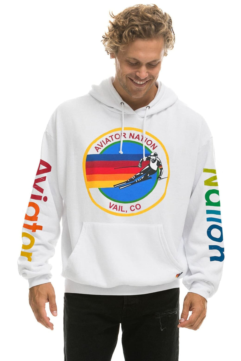 Classic AVIATOR NATION VAIL RELAXED PULLOVER HOODIE - WHITE