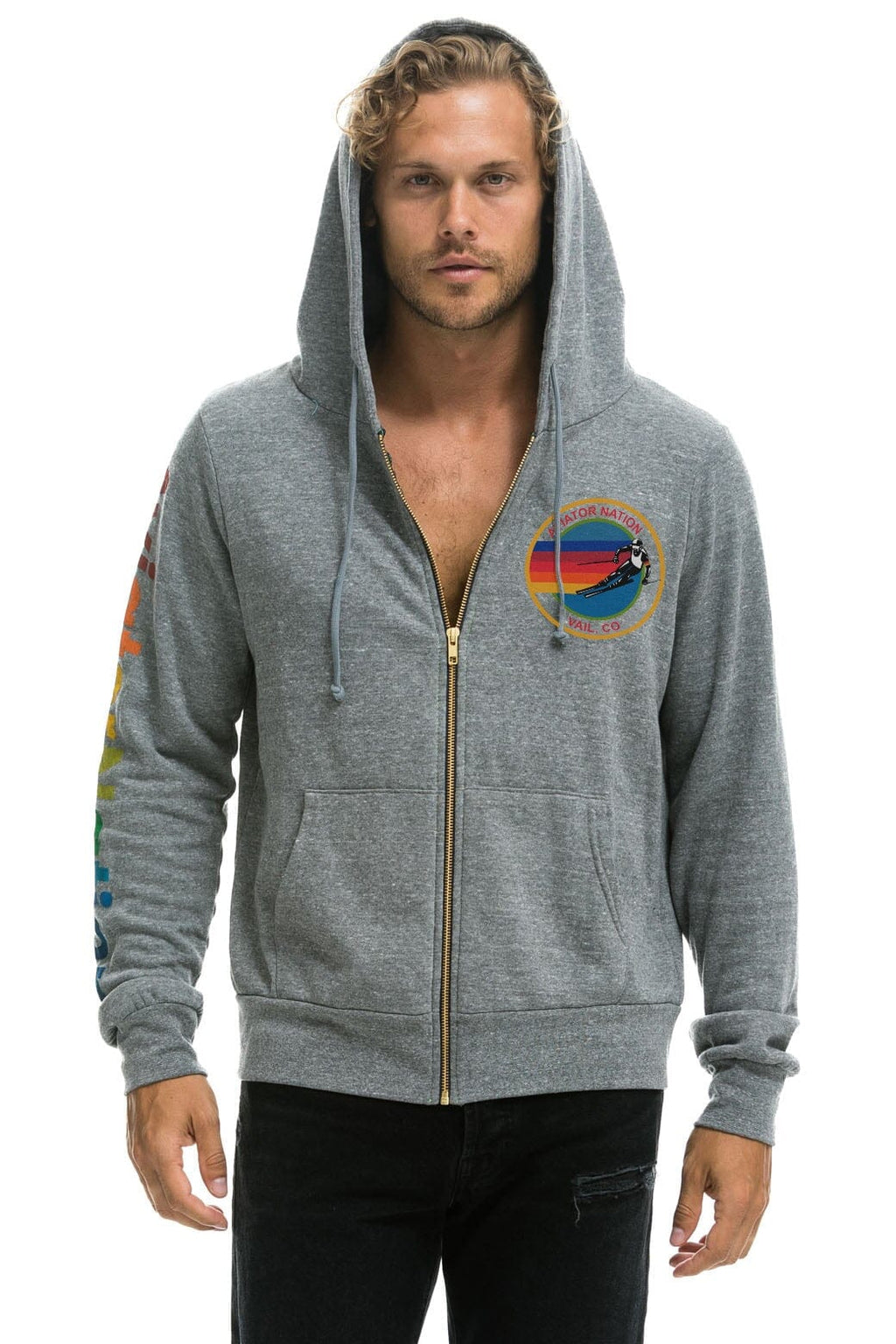 Classic AVIATOR NATION VAIL ZIP HOODIE - HEATHER GREY