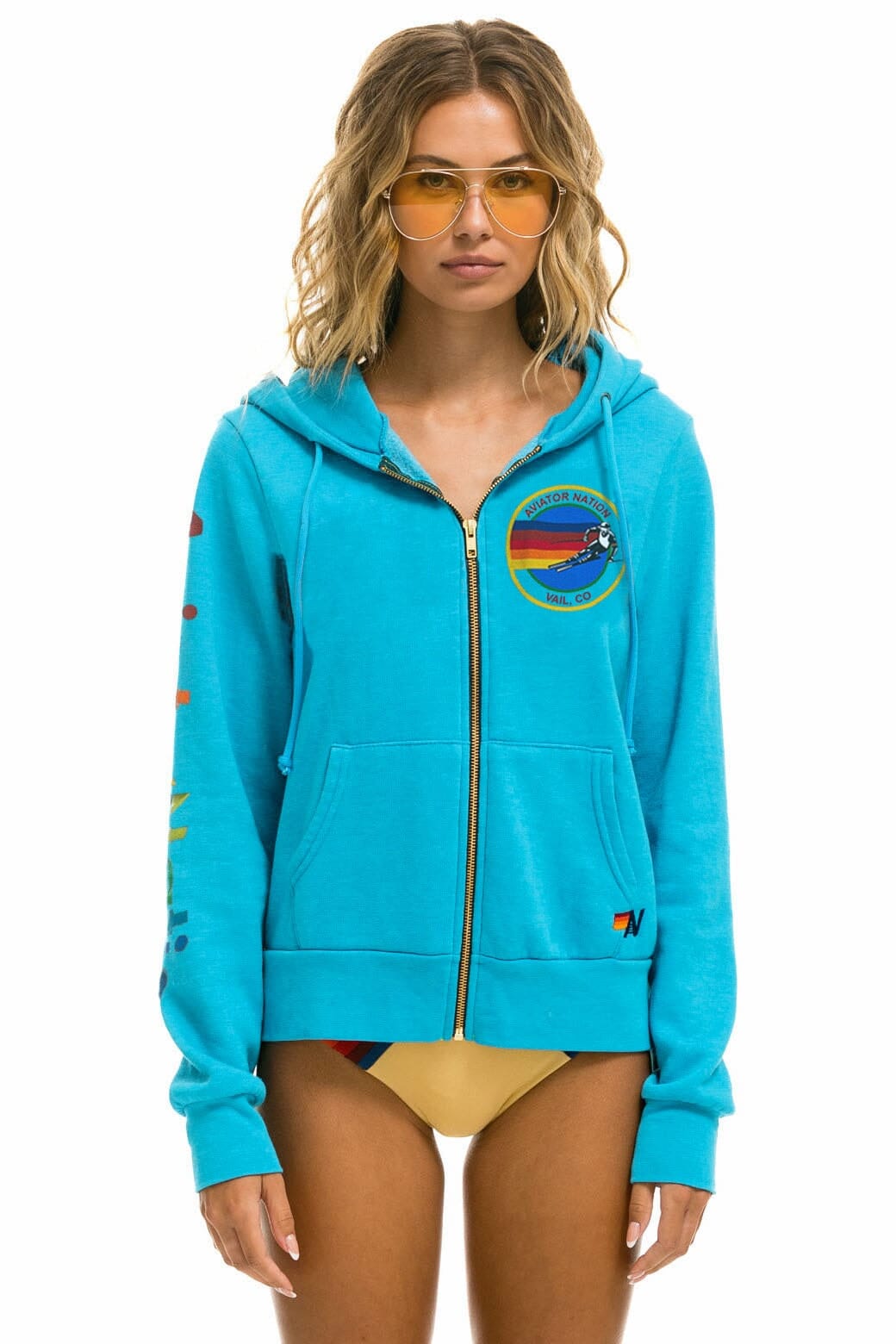 Classic AVIATOR NATION VAIL ZIP HOODIE - NEON BLUE