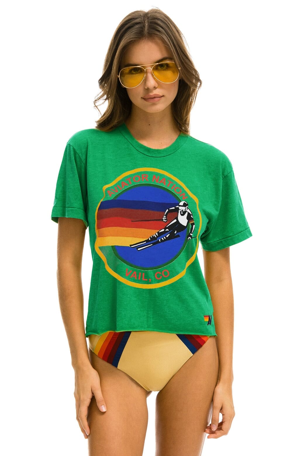 Classic AVIATOR NATION VAIL BOYFRIEND TEE - KELLY GREEN