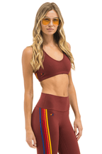 Classic WOMENS 5 STRIPE SPORTS BRA - BRICK