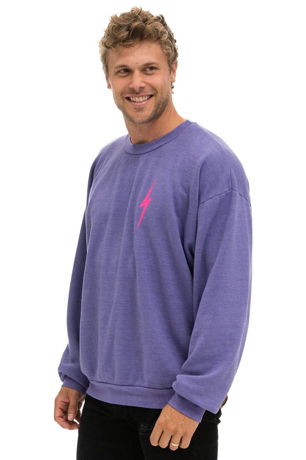 Classic BOLT 2 RELAXED CREW SWEATSHIRT - LAVENDER NEON PINK