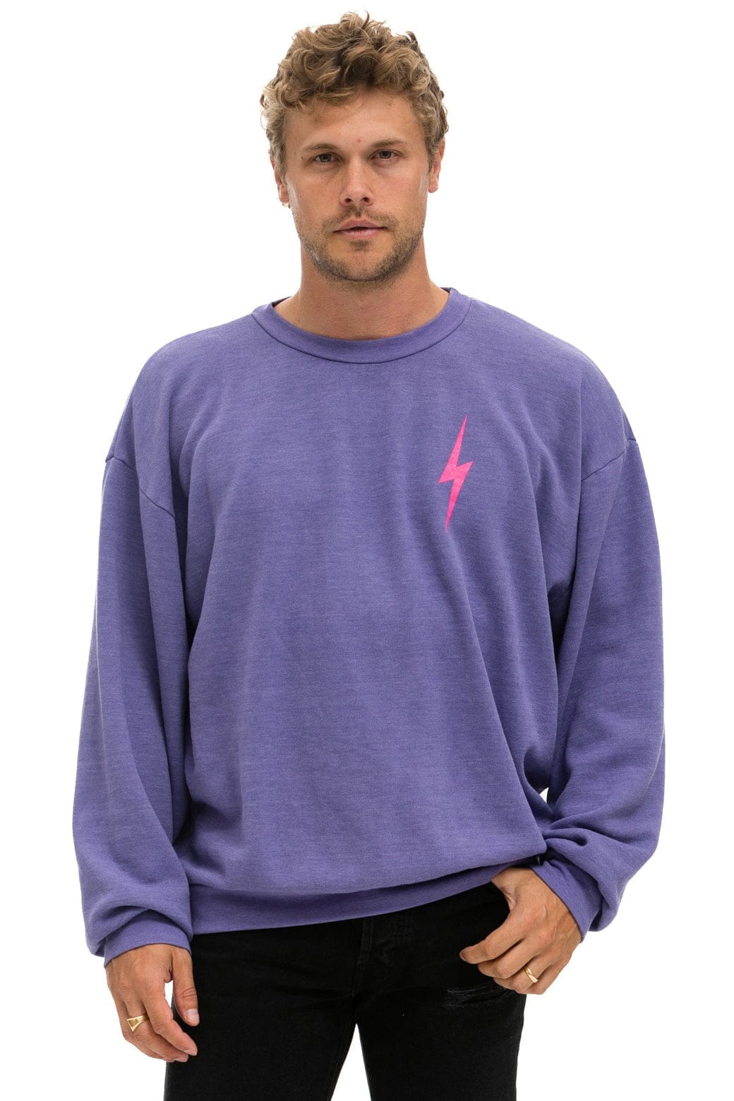 Classic BOLT 2 RELAXED CREW SWEATSHIRT - LAVENDER NEON PINK