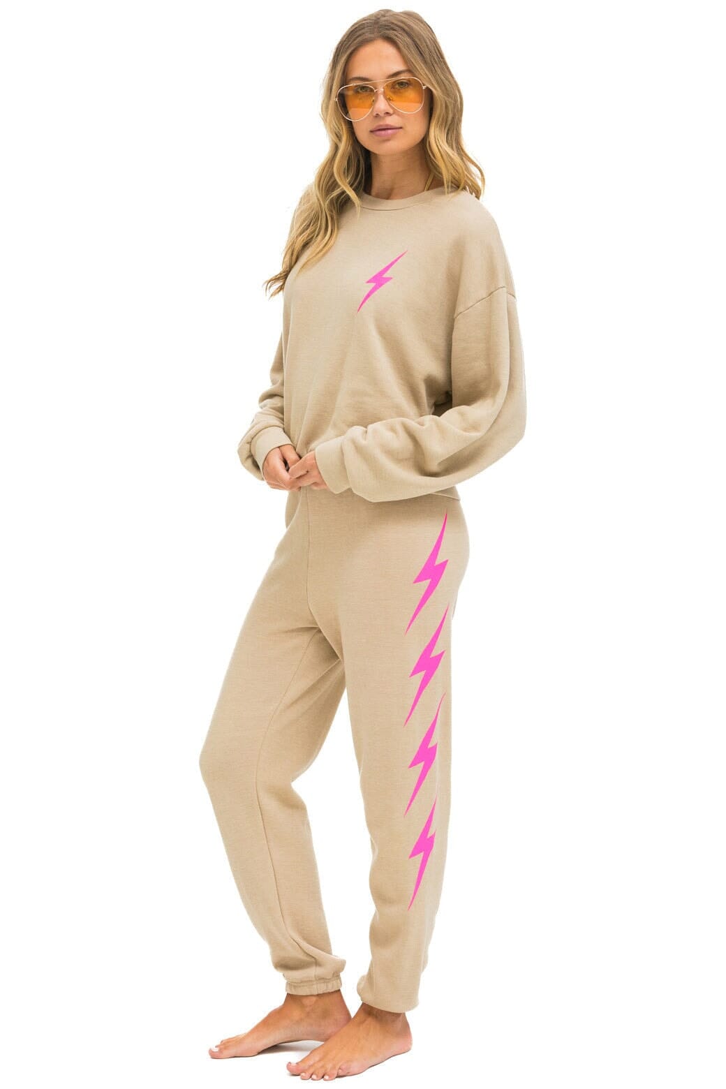 Classic BOLT 2 RELAXED CREW SWEATSHIRT - SAND NEON PINK