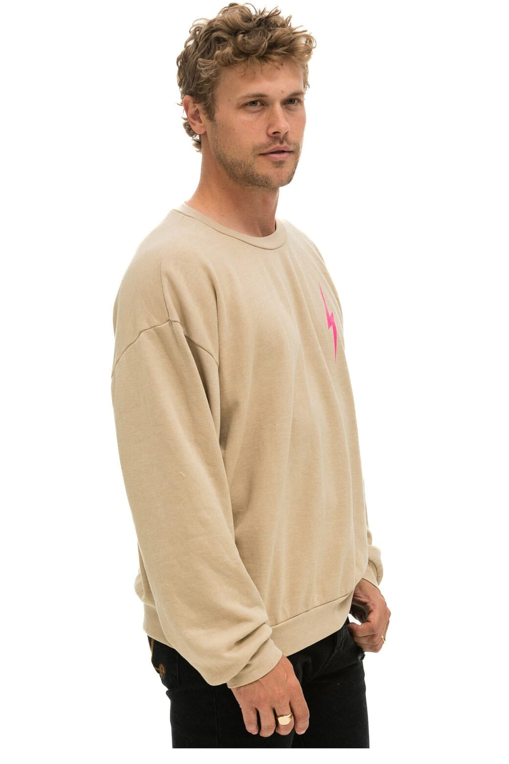 Classic BOLT 2 RELAXED CREW SWEATSHIRT - SAND NEON PINK