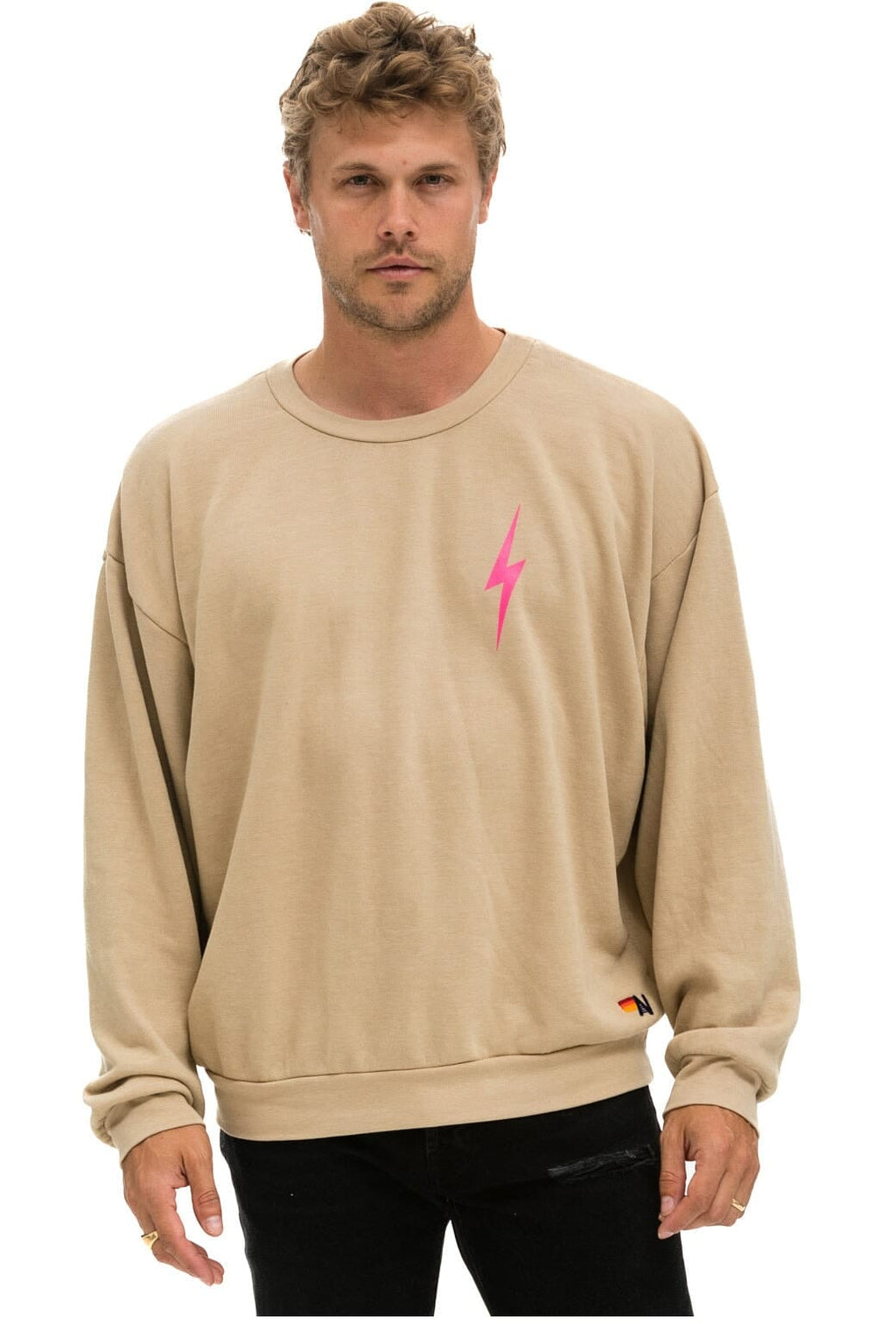Classic BOLT 2 RELAXED CREW SWEATSHIRT - SAND NEON PINK