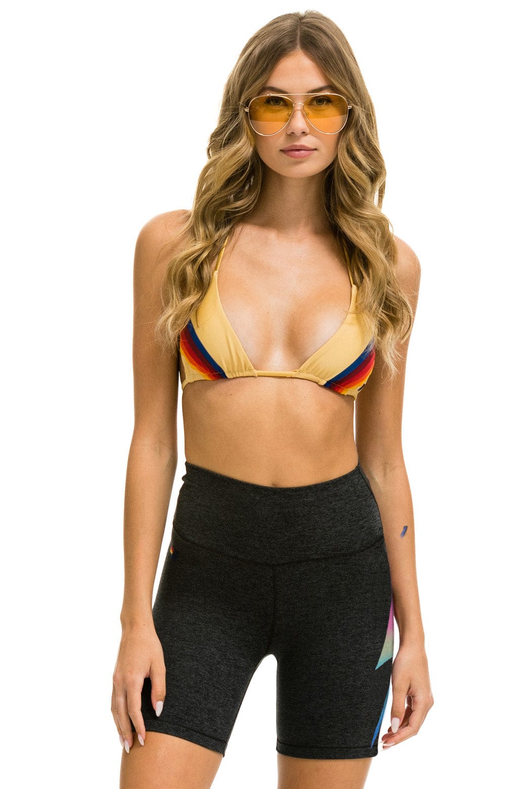 Classic BOLT FADE 6IN HI-RISE BIKER SHORT - CHARCOAL RAINBOW PINK